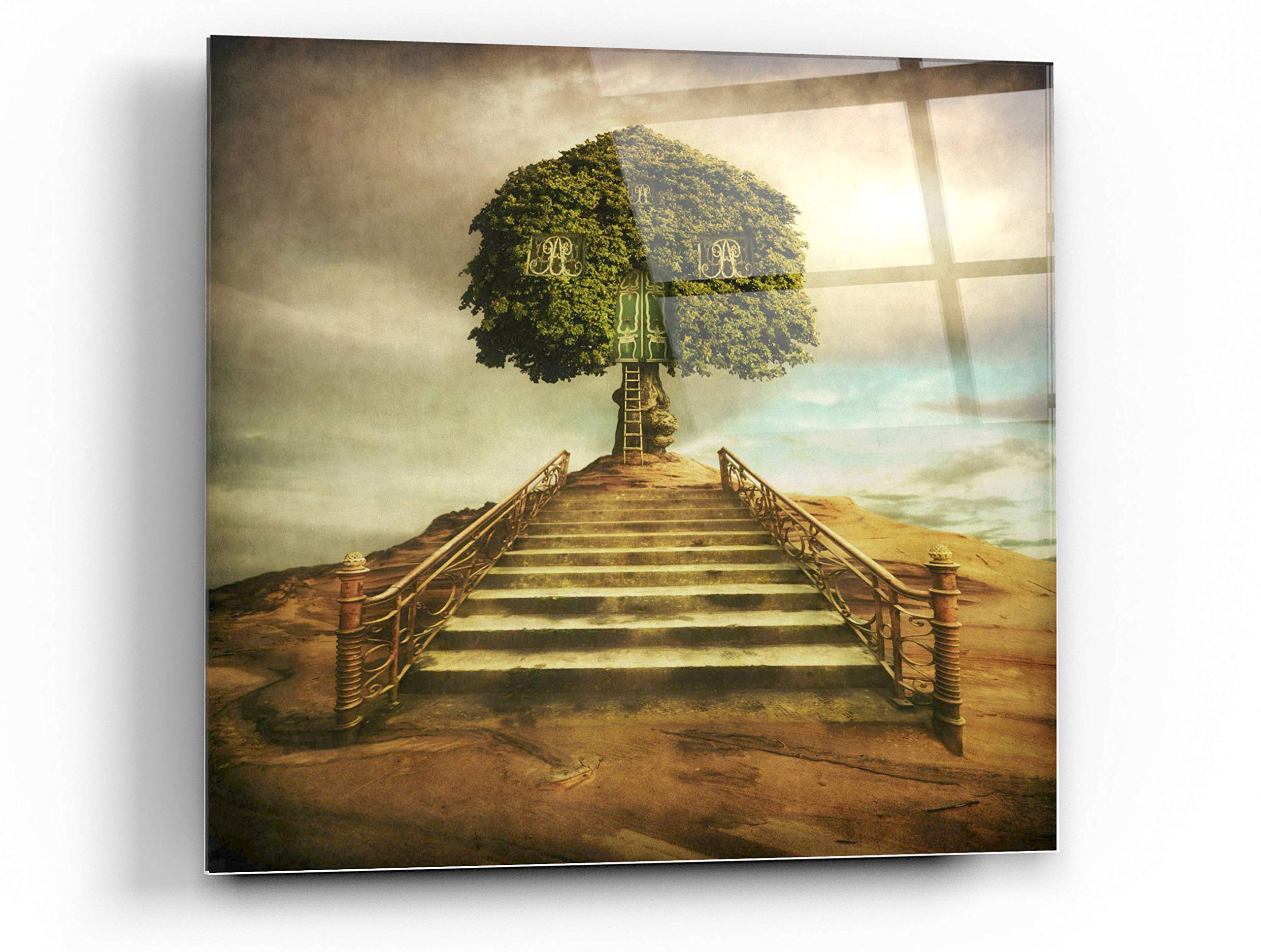 Epic Art 'Treeshouse' by Dariusz Klimczak - Premium Acrylic Glass Wall Art 24x24 Inches - Modern Home Decor for Living Room, Bedroom & Office