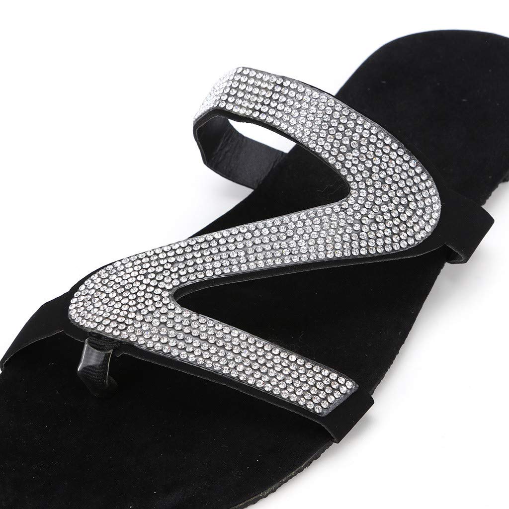 **Elegant Women's Crystal Sandals - Dressy Flats & Flip Flops with Open Toe for Beach, Weddings & Summer Outfits | Roman Slippers for Casual & Dressy Occasions**