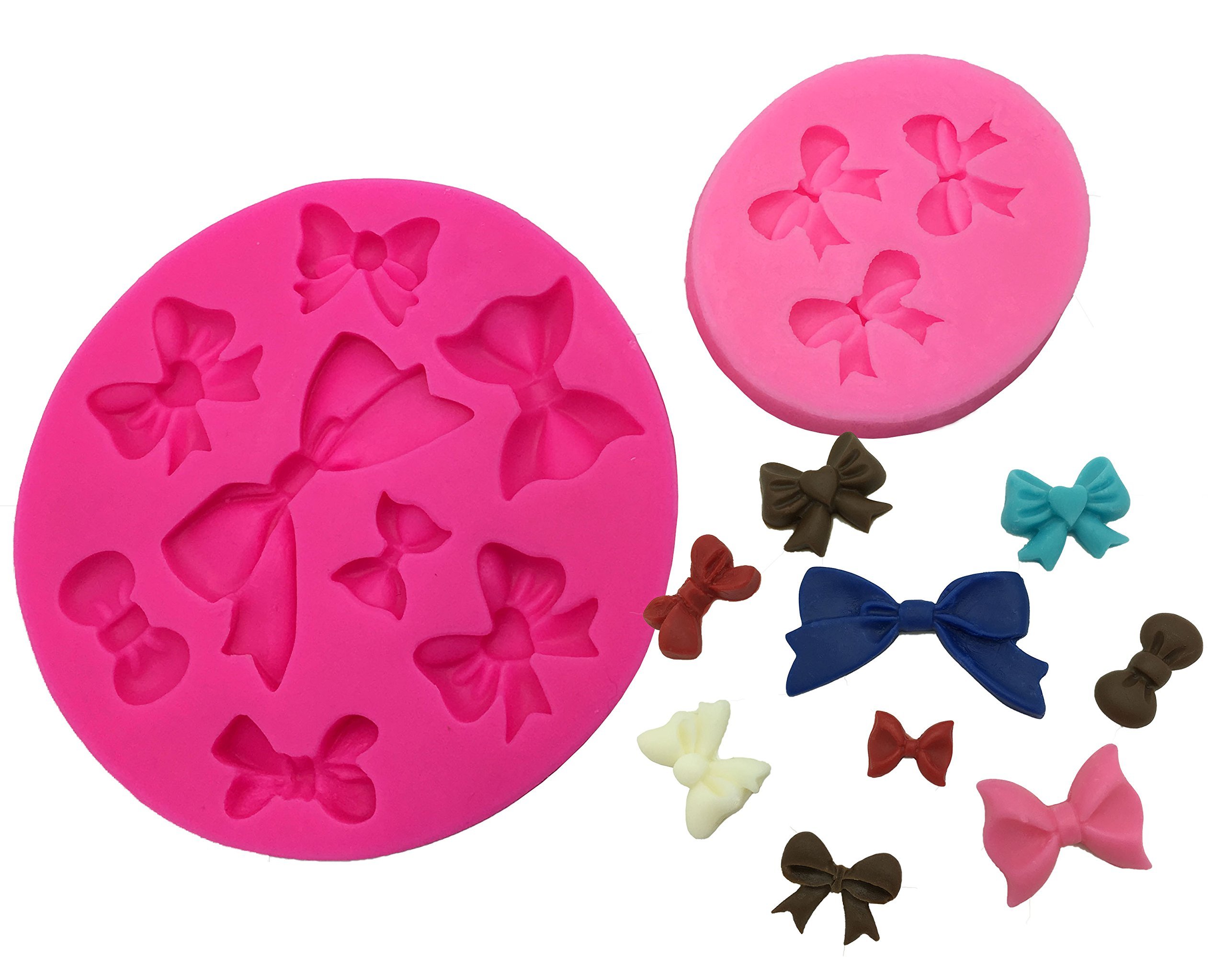 Premium Silicone Cake Decorating Ribbon Mold Set of 2 - DIY Candy Bow Molds for Birthday Cakes, Cupcakes & Dessert Decorations - BPA-Free Baking Tools for Home Bakers & Professional Chefs