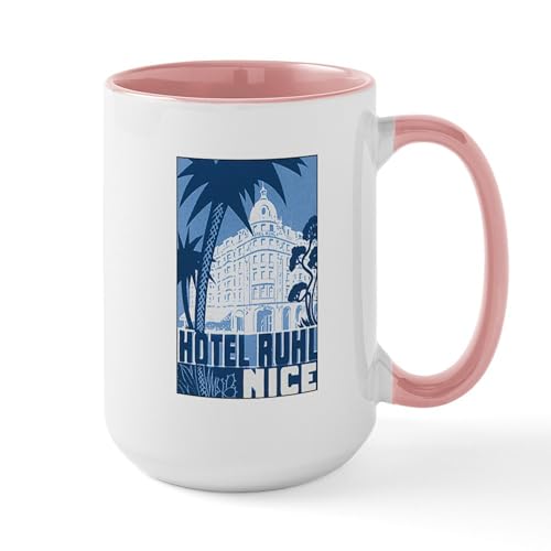 White/Pink Inside - Nice France Large Mug