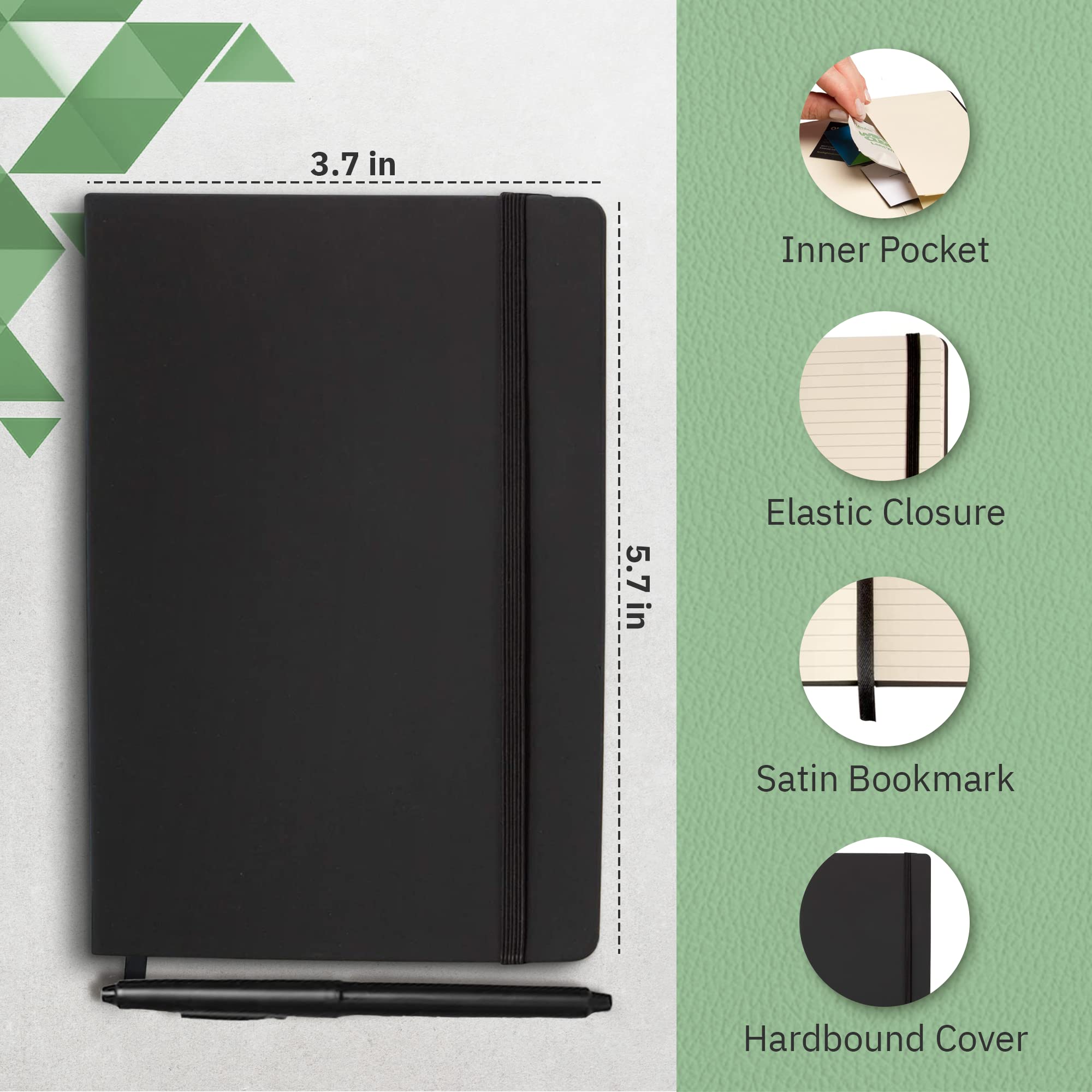 Premium A6 Pocket Notebook Set - 12 Pack Mini Hardcover Journals with Ruled Pages & Inner Pocket (3.7