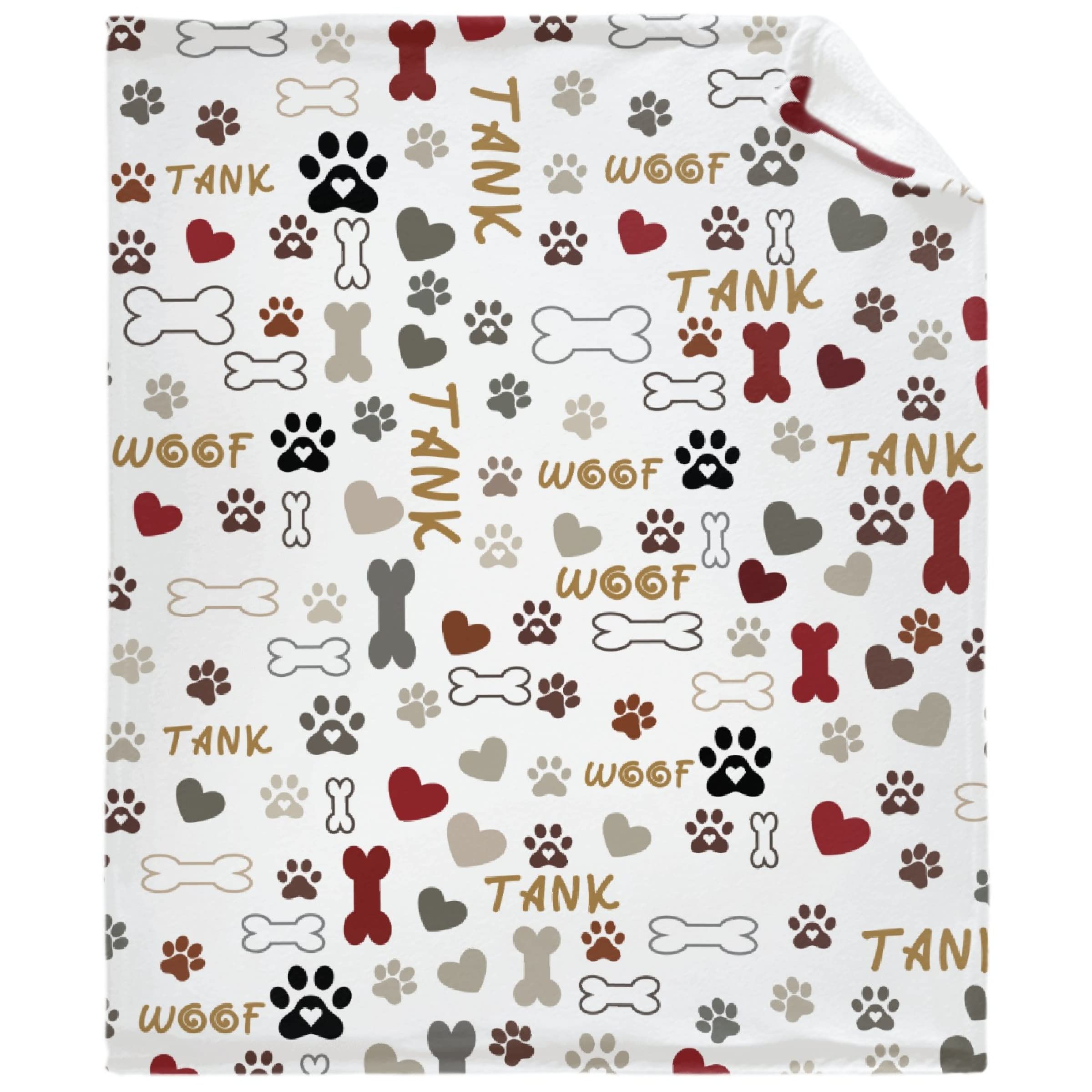 Bargley Custom Dog Paw Print Fleece Throw Blanket - 40x30 Inch Soft Lightweight Warm Fuzzy Blanket for Couch, Sofa, Bed & Travel - Perfect for Pets, Babies & Cozy Home Decor