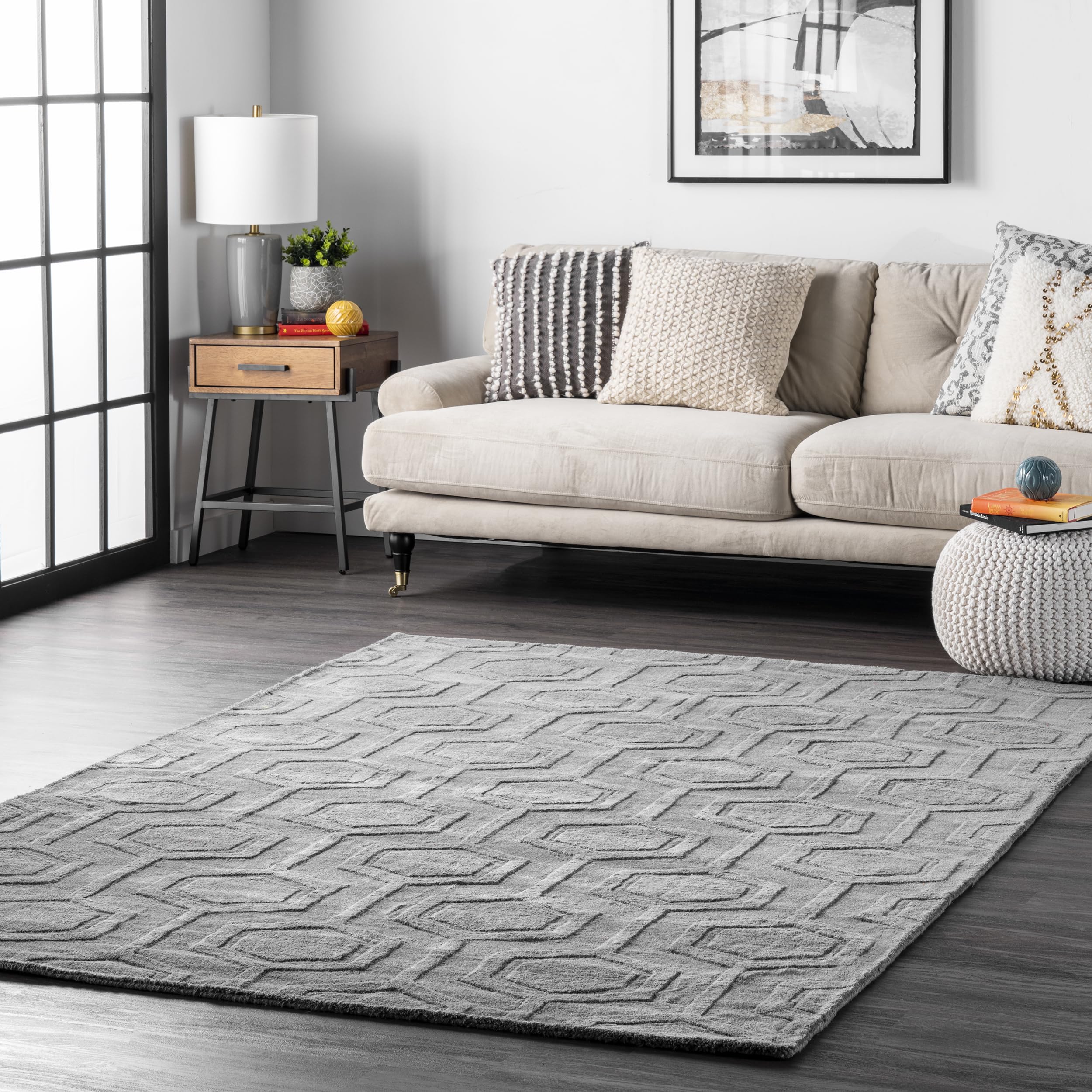 nuLOOM Hand Woven Ambrose 9x12 Grey Area Rug - Perfect for Living Room, Bedroom & Home Decor