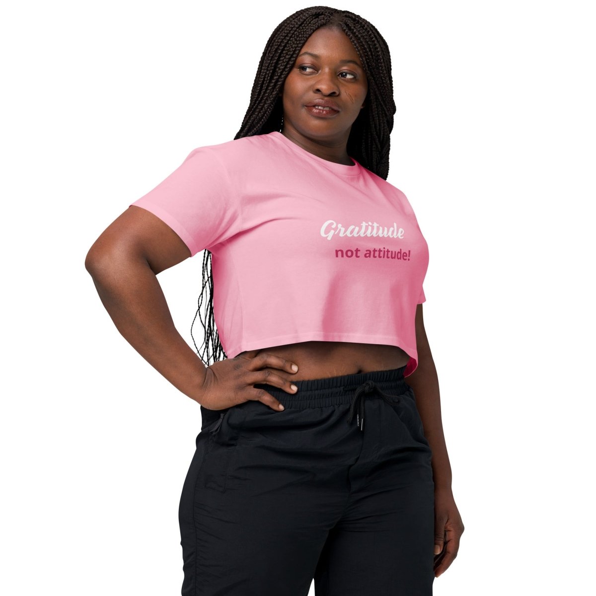 Empowering Gratitude Crop Top - Women's Motivational Workout Shirt for Yoga, Gym & Daily Wear