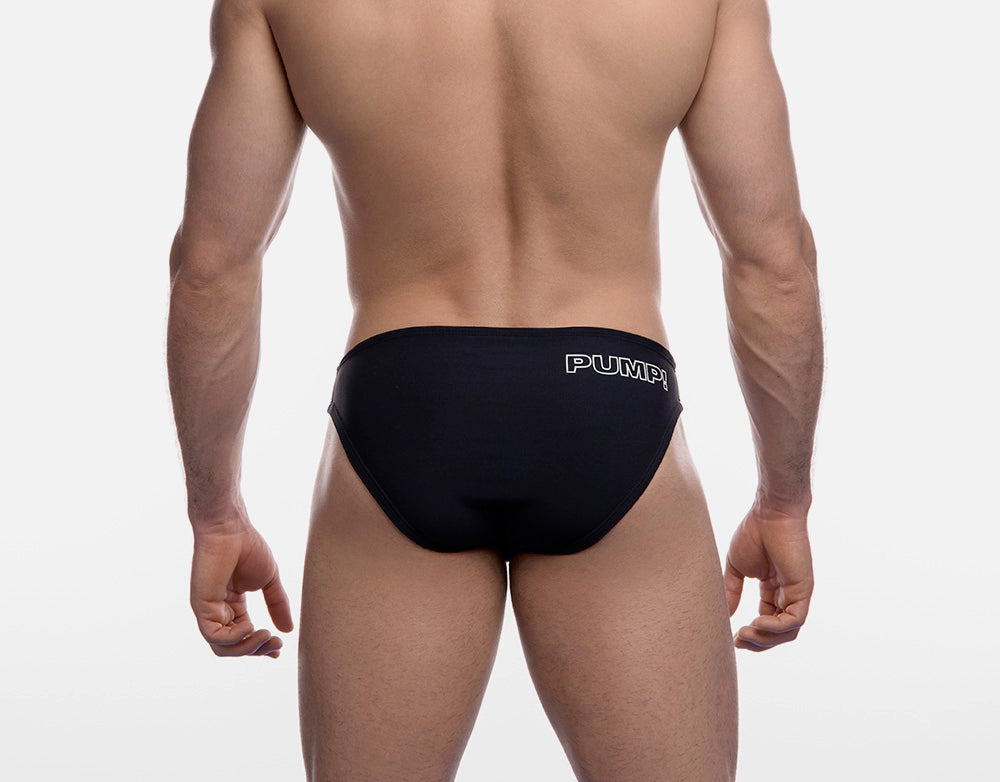 PUMP! Water Cheeky Swim Brief Black - High Waisted Bikini Bottoms for Women, Sexy Swimwear for Beach & Pool Party