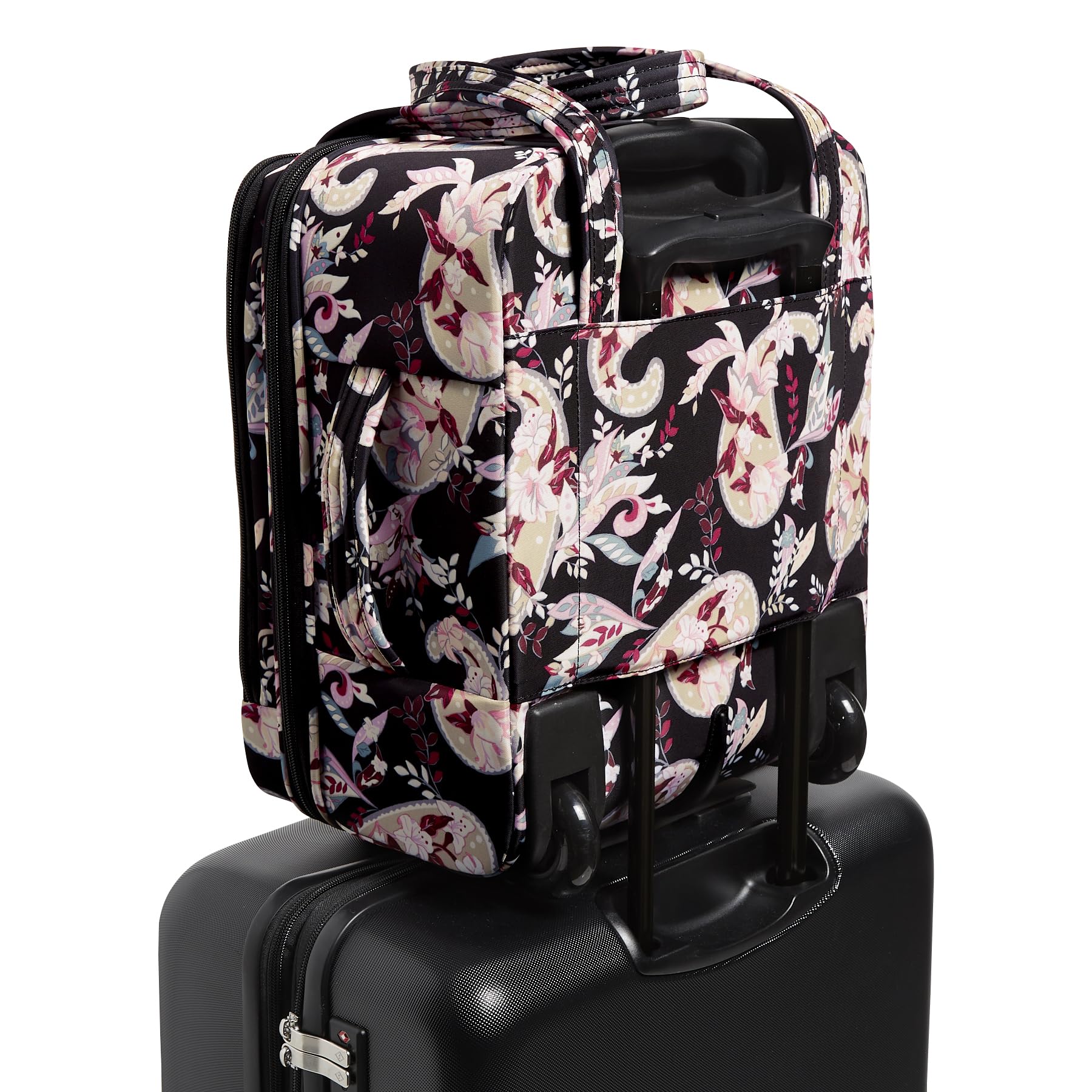 Vera Bradley Women's Softside Underseat Rolling Work Bag Luggage - Botanical Paisley Print, Compact Carry-On Travel Tote for Business Trips & Airplane Use