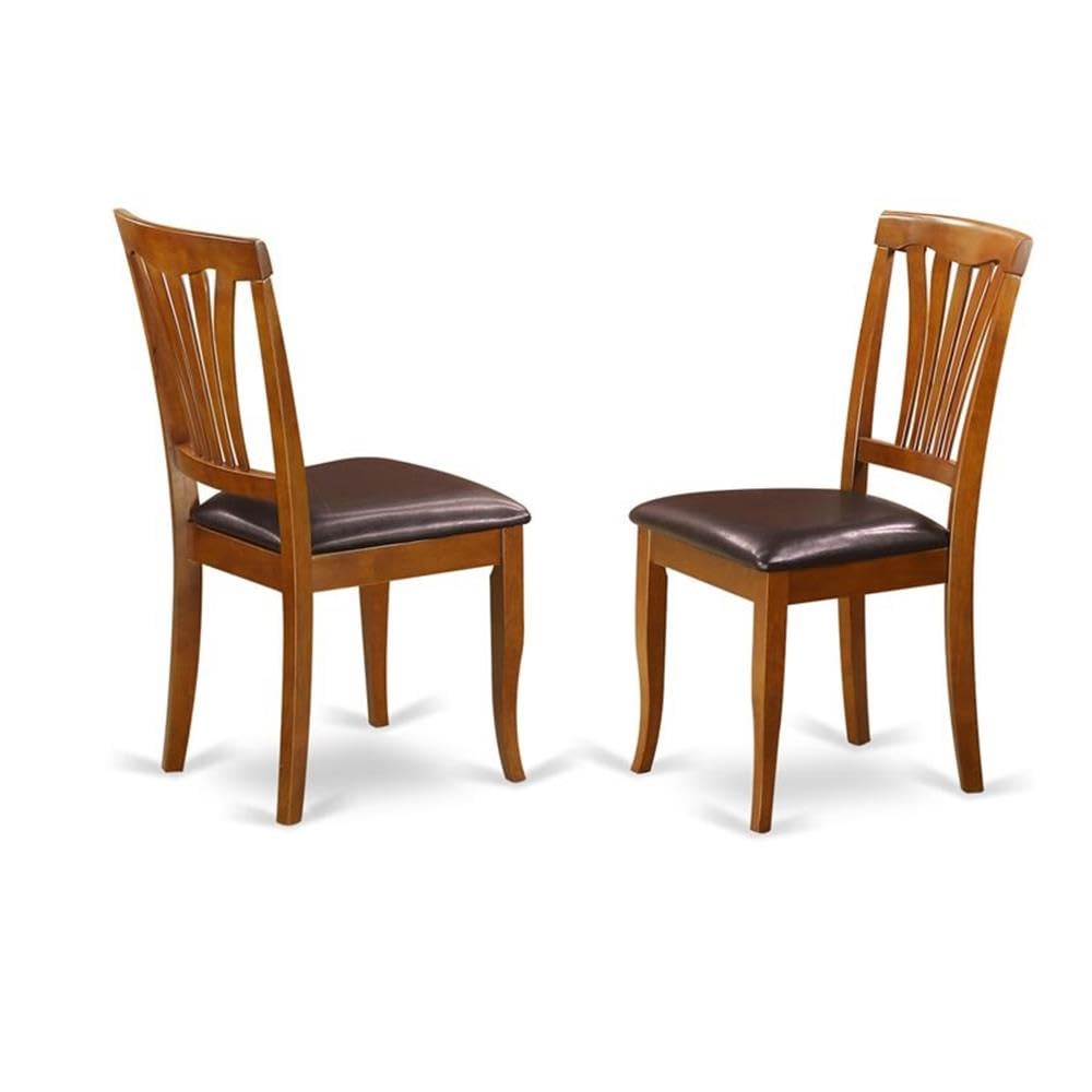East West Furniture Avon 5-Piece Dining Room Set - 42x60 Inch Oval Kitchen Table with Butterfly Leaf Extension & 4 Faux Leather Upholstered Chairs in Saddle Brown | Perfect for Small Spaces, Breakfast Nooks & Cozy Family Meals