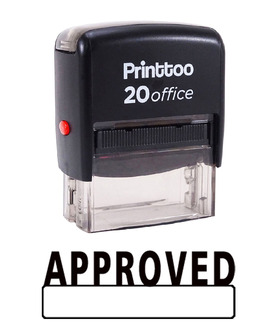 Printtoo Self Inking Custom Rubber Stamp - Approved Office Stationery for Documents, Certificates & Business Paperwork - Black Ink