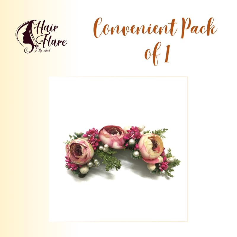 2170 Artificial Rose Flower Hair Vine - Dark Pink Hair Accessories for Women & Girls | Perfect for Weddings, Parties & Special Occasions