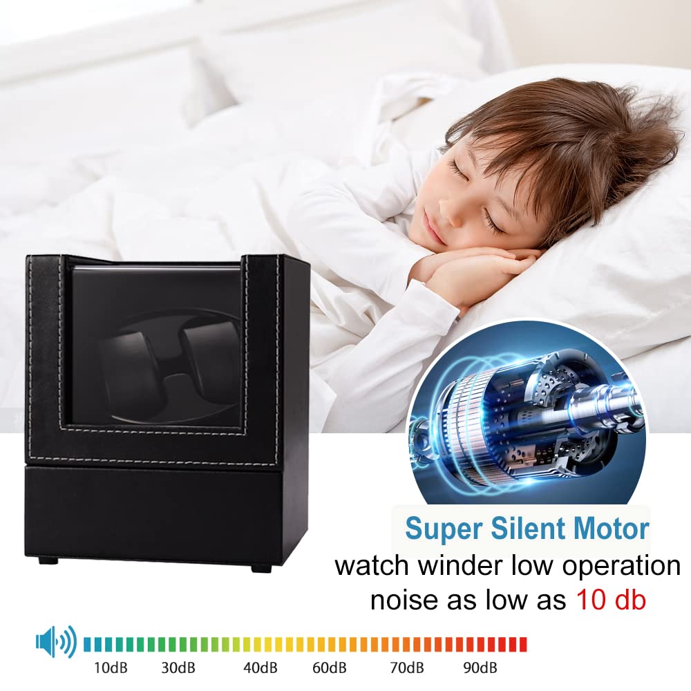 Premium Automatic Watch Winder Box with Quiet Japanese Mabuchi Motor - Dual Watch Winder for Men & Women - Perfect for Rolex, Omega & Luxury Watch Storage (Home/Office/Travel Use)