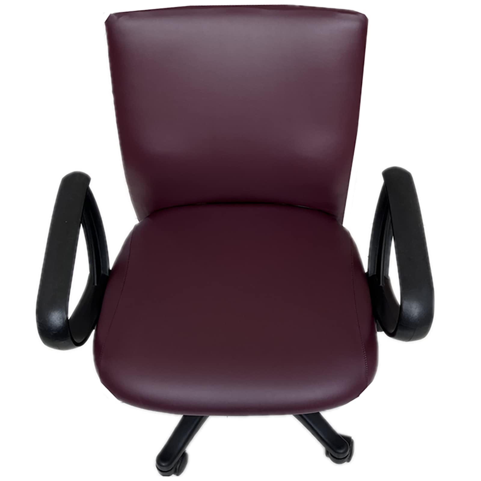 Waterproof PU Leather Office Chair Cover - Stretchable Rotating Chair Slipcover with Elastic Bottom for Boss Chairs (Red Wine Color) - Perfect for Home Office, Conference Rooms & Executive Workspaces