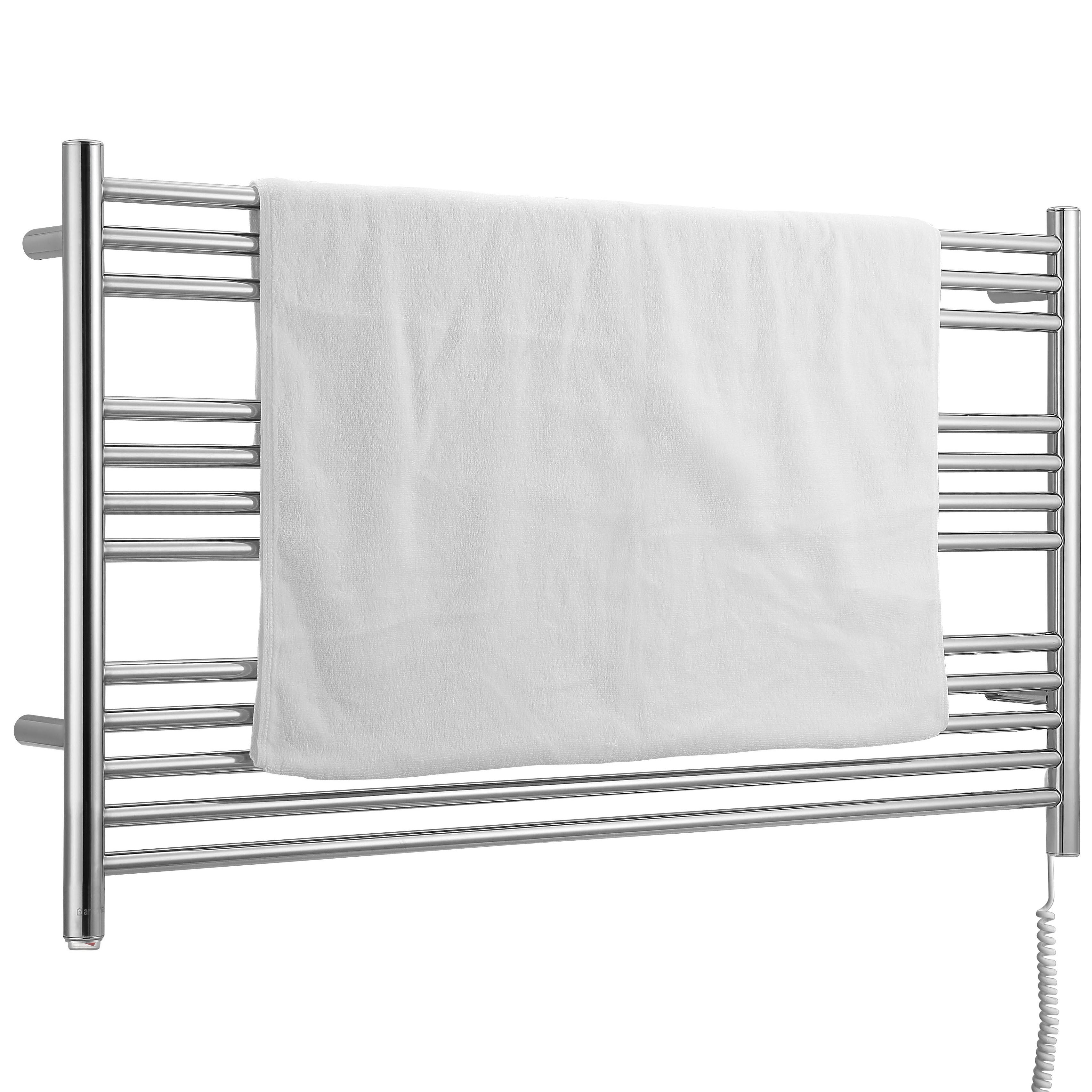 Ancona Amplia Dual 12 Bar Hardwired & Plug-in Chrome Towel Warmer - Premium Bathroom Heated Towel Rack for Spa, Luxury Home & Hotel Use