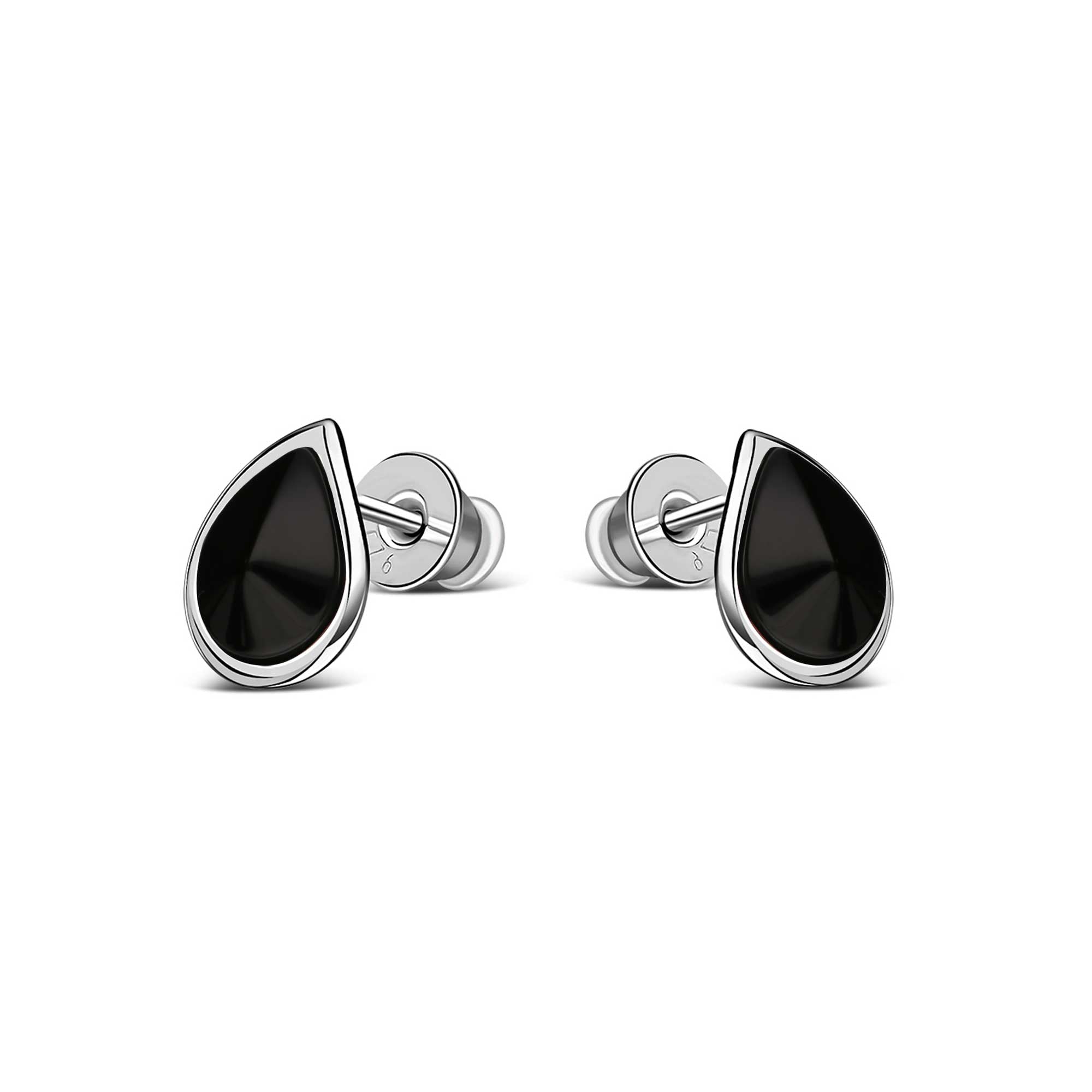 Sterling Silver Whitby Jet Pear Drop Stud Earrings for Women - Elegant Dangle Earrings for Everyday Wear & Special Occasions