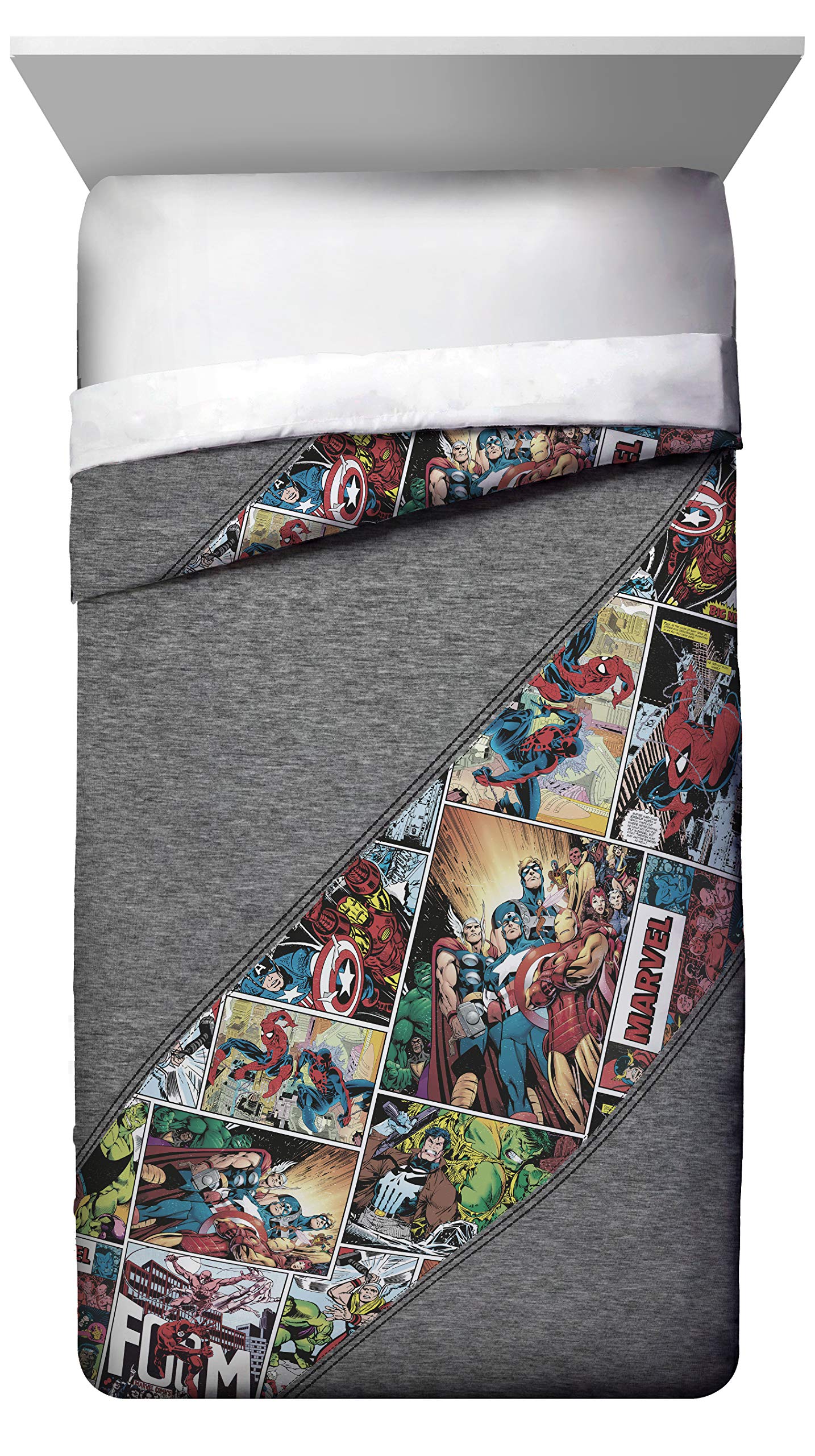 Jay Franco Marvel Comics 80th Anniversary Twin Comforter & Sham Set | Super Soft Reversible Kids Bedding | Fade Resistant Microfiber | Official Marvel Licensed Product | Perfect for Kids' Rooms, Sleepovers & Marvel Themed Decor