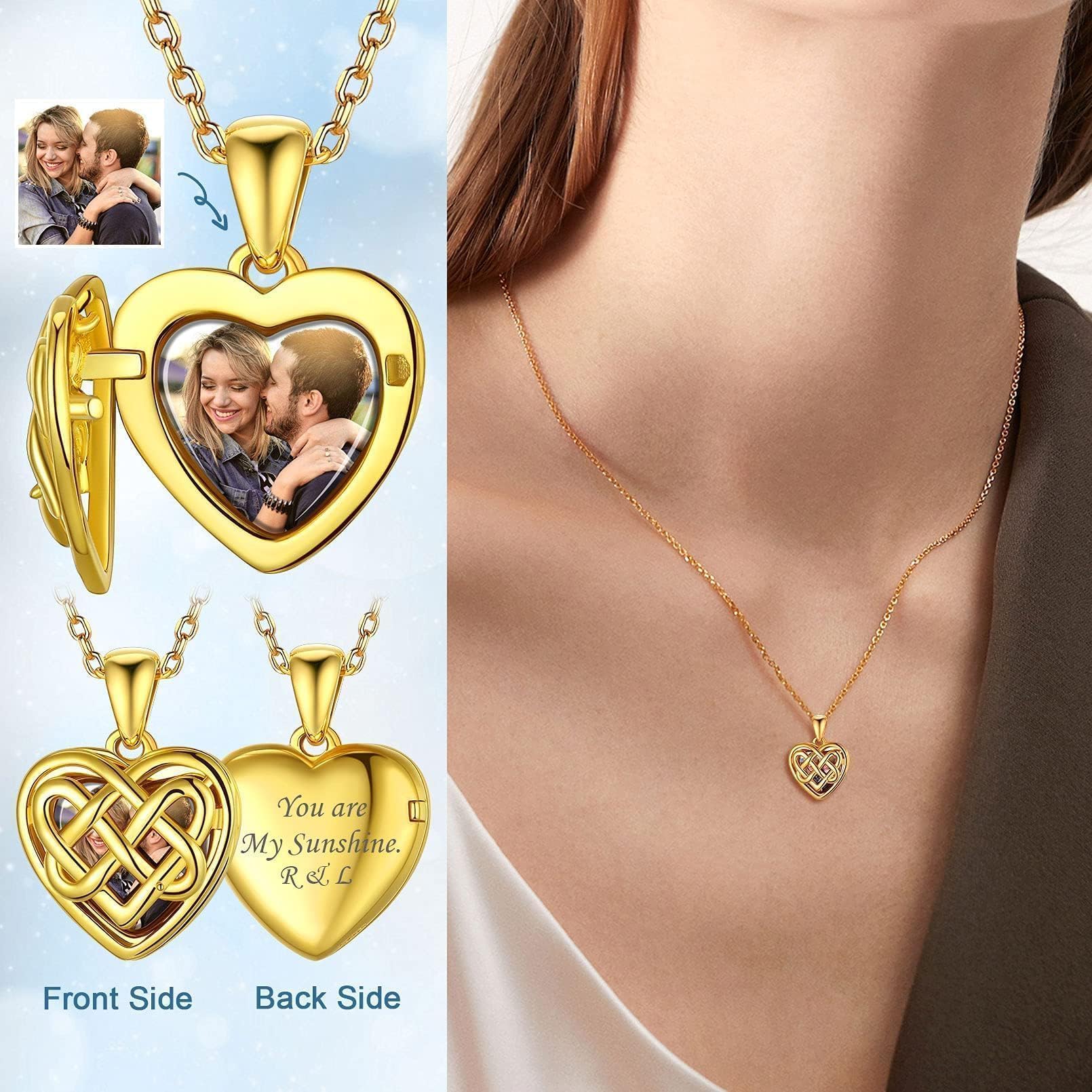 FaithHeart Personalized Heart Locket Necklace for Women - Sterling Silver/Stainless Steel Photo Pendant - Custom Memorial Jewelry Gift with Elegant Box - Perfect for Anniversaries, Valentine's Day & Keepsake Gifts