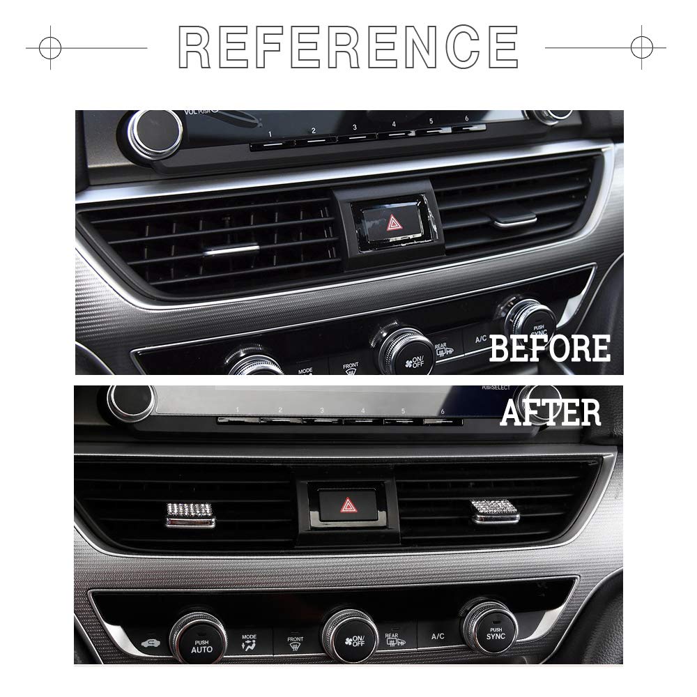 1797 Front Air Vent Outlet Adjustable Paddles Clip Caps for 2018-2022 Honda Accord 10th Gen 1.5T EX/EX-L/LX - Crystal Silver Interior Accessories (4 Pack) | Car Decor & Customization