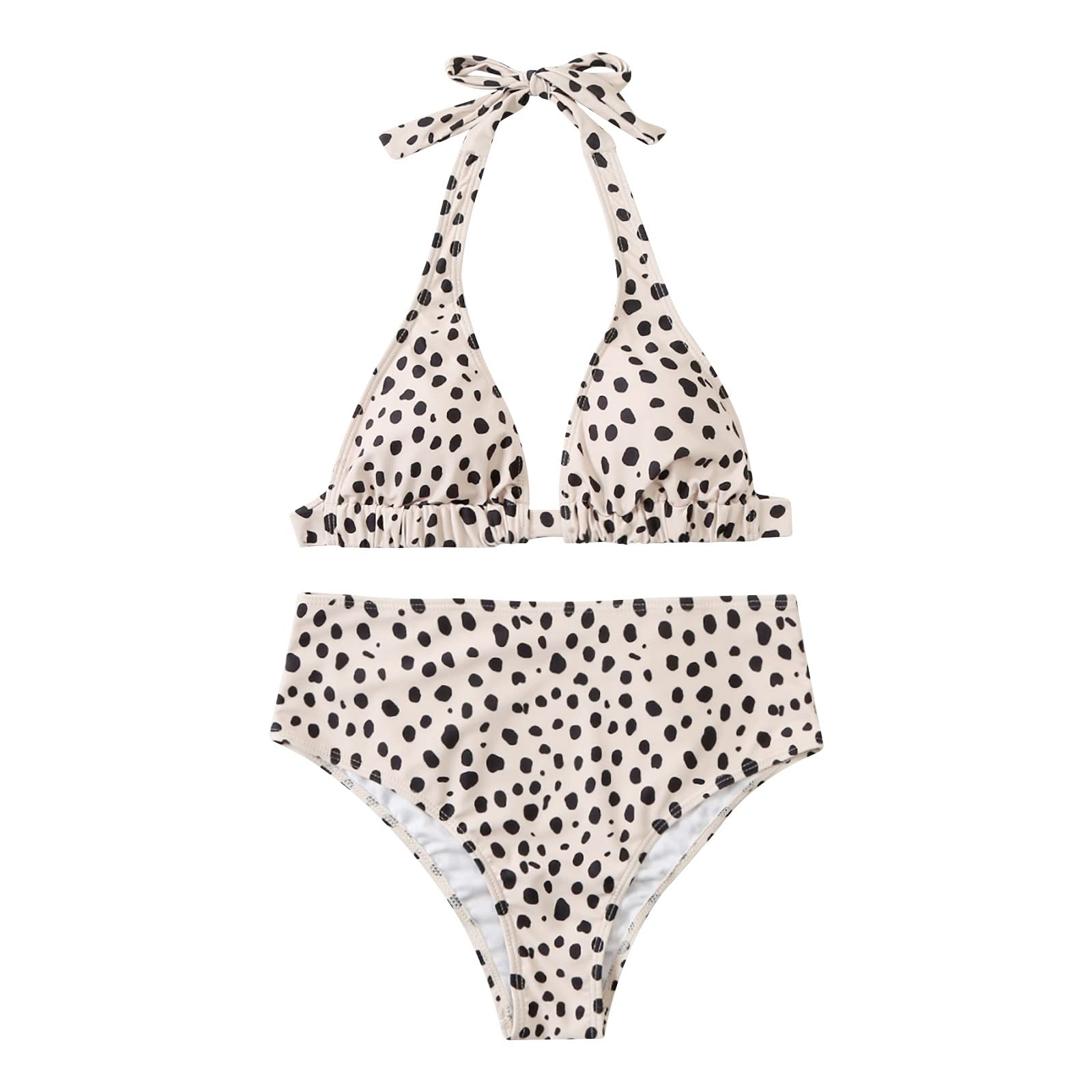2 Piece Bathing Suits for Women - Halter Padded Push Up Bikini Set with Printed Design, Two Piece Swimsuits for Beach & Pool Party | Summer Vacation Swimwear