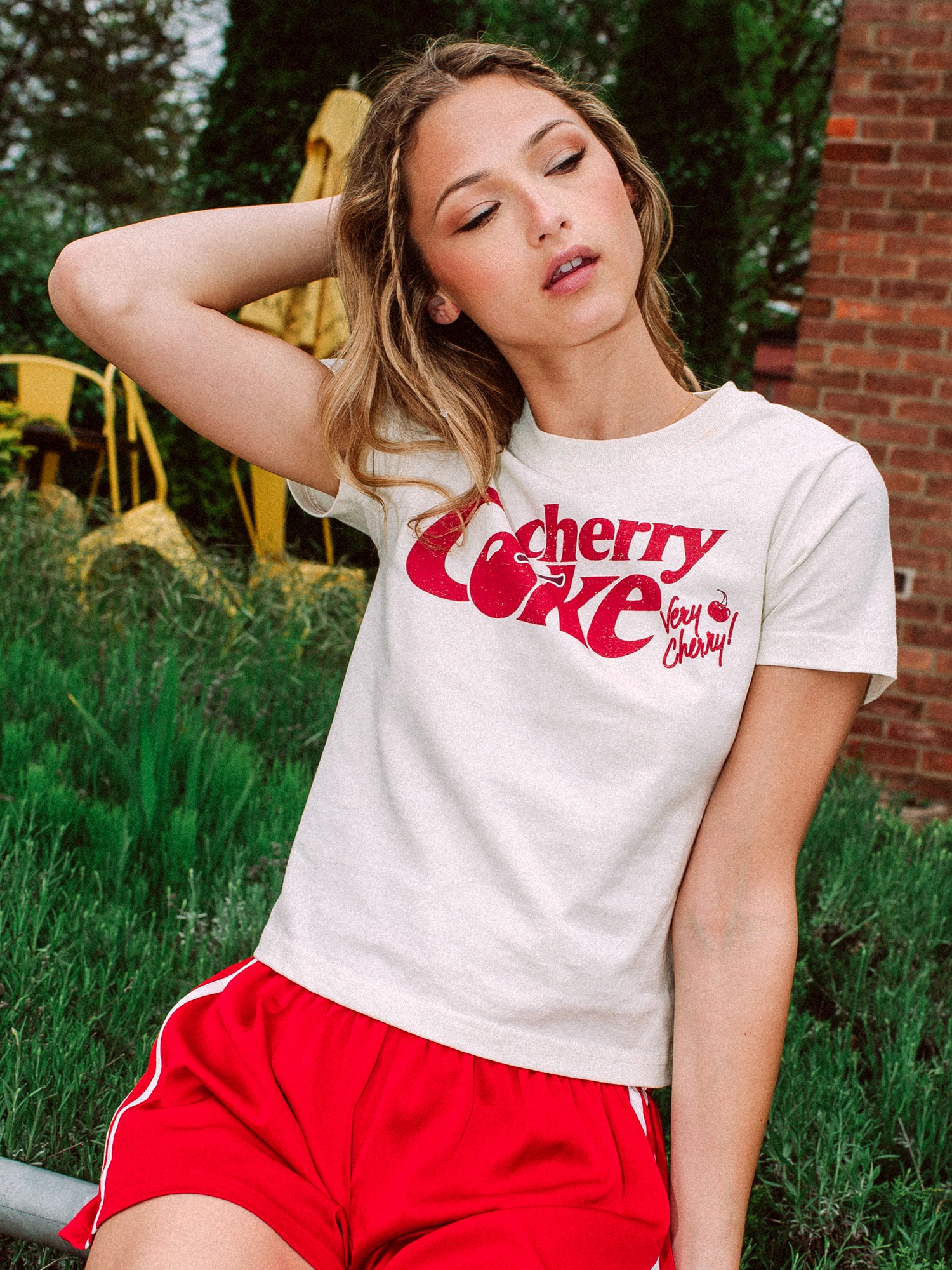 Cherry Coke Graphic Fitted T-Shirt for Women - Vintage Soda Pop Style Tee - Perfect for Casual Outfits & Retro-Themed Parties