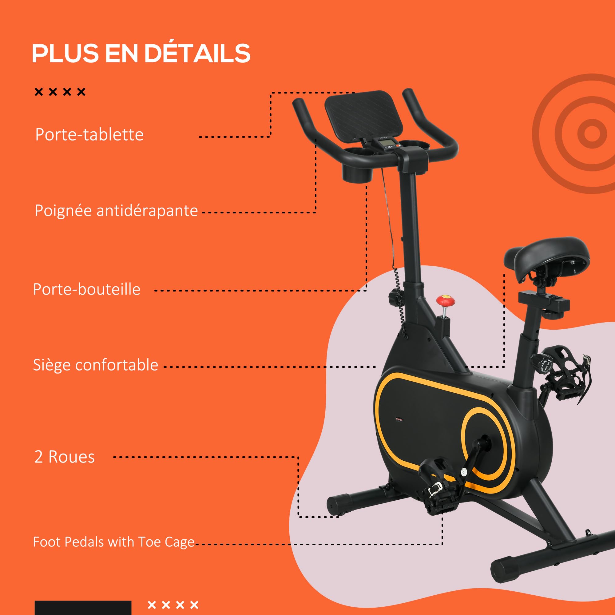 HOMCOM Indoor Cycling Bike - Quiet Magnetic Exercise Bike with LCD Display, Adjustable Seat & Handlebars, iPad Holder & Cup Holder - Cardio Workout Bike for Home Gym (Black Steel) | Perfect for Home Fitness, Apartment Workouts & Low-Impact Cardio Training
