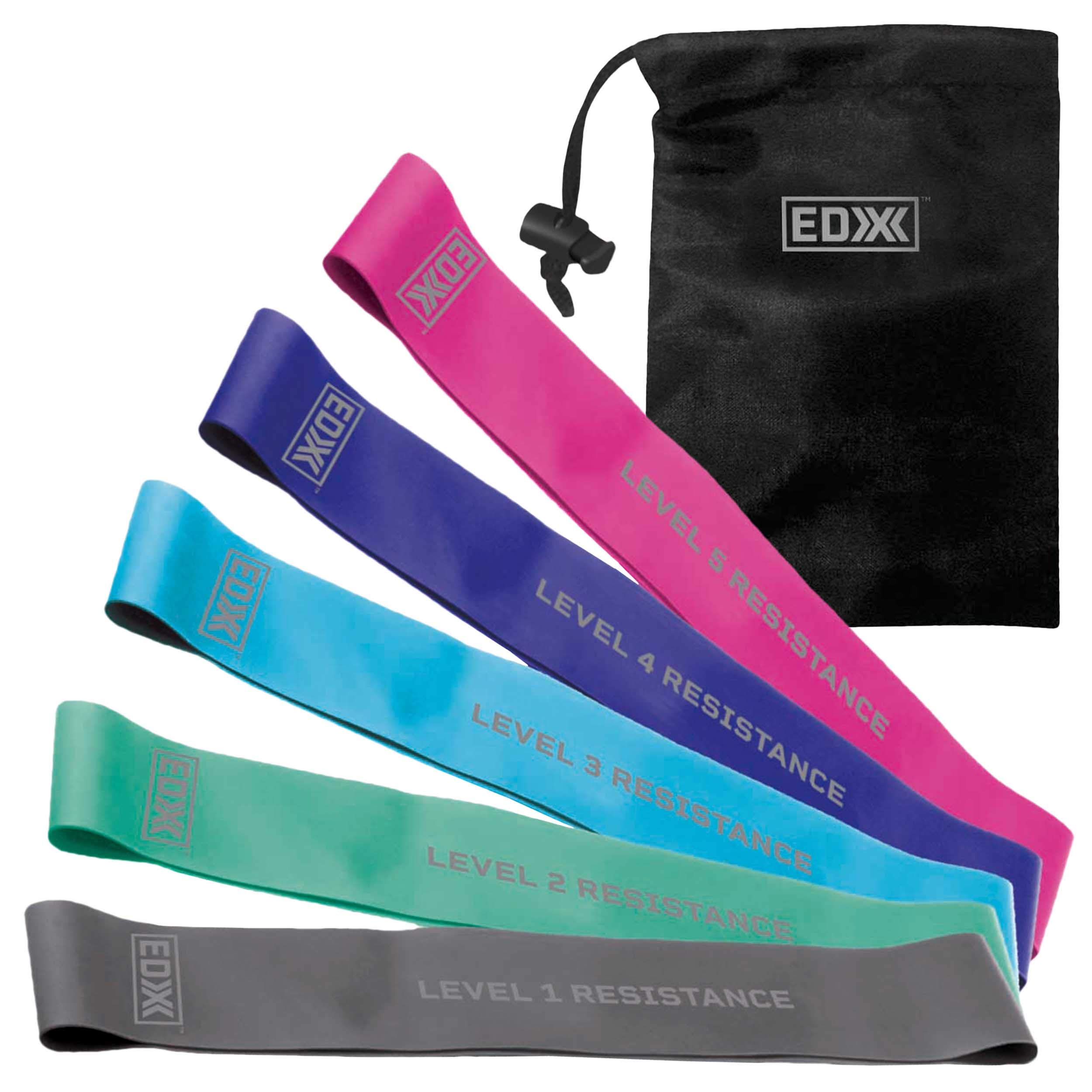 EDX Resistance Loop Bands Set of 5 - Premium Exercise Bands for Strength Training, Yoga, Pilates & Home Workouts - Perfect for Glutes, Legs & Full Body Fitness