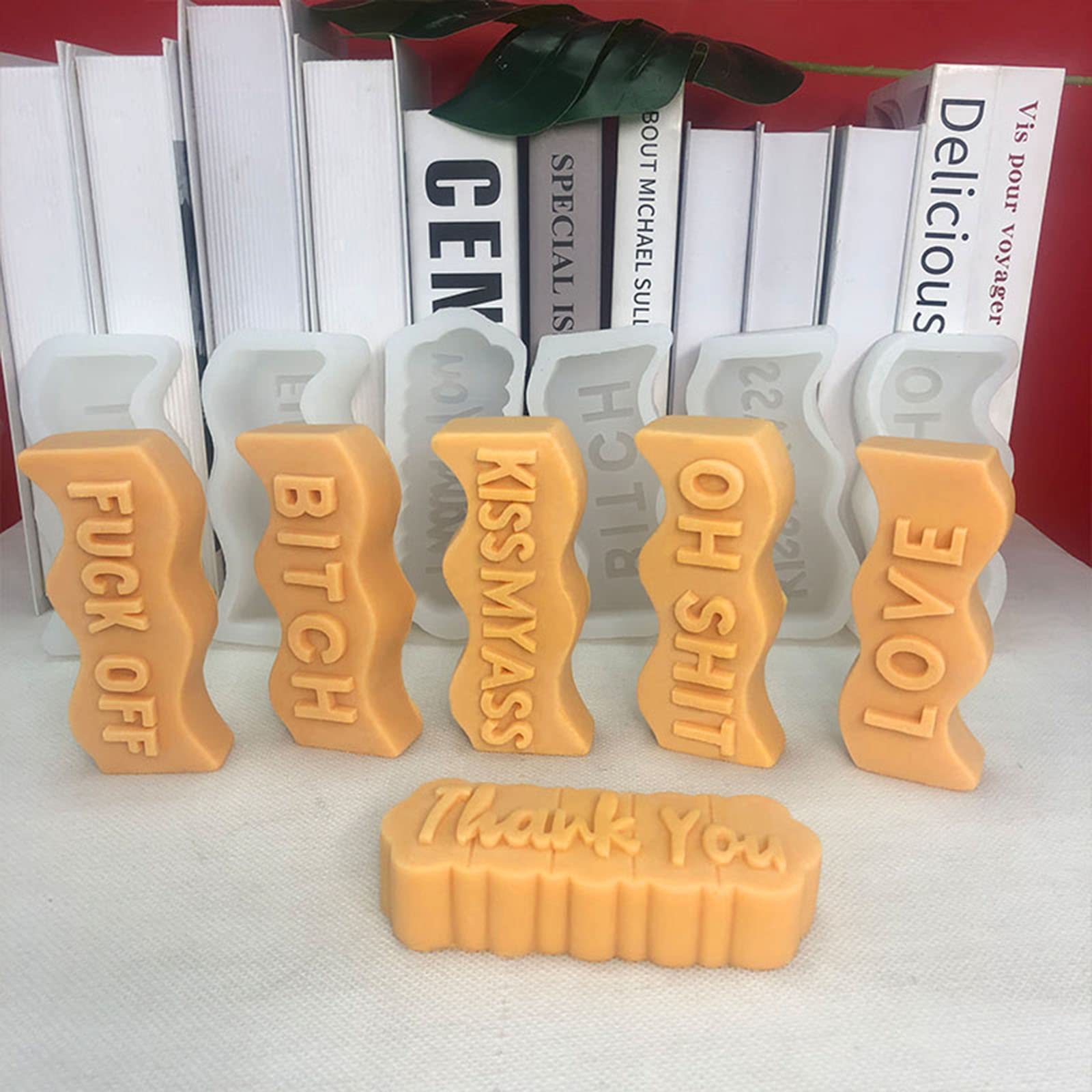 Wave Alphabet Letter Silicone Candle Molds - DIY Epoxy Resin Casting Molds for Clay, Pendants, Plaster Carving - Perfect for Aromatherapy Candles, Handmade Jewelry & Unique White Elephant Gifts (Thank You) - Great for Home Decor, Wedding Favors & Craft Projects