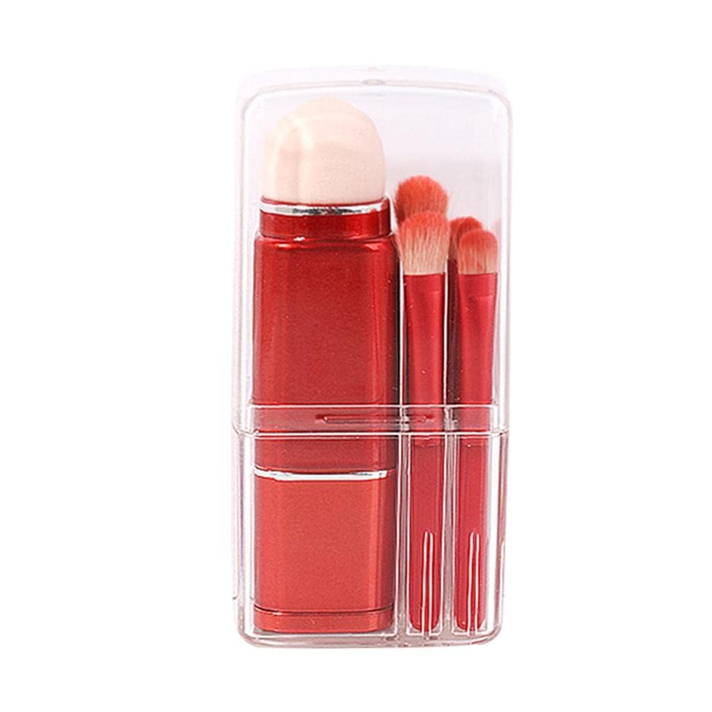 SKINPLUS 8-Piece Professional Makeup Brush Set - Portable Travel Cosmetic Brushes with Case for Foundation, Blush, Eyeshadow & More (Red) | Perfect for Home, Travel & Professional Makeup Artists