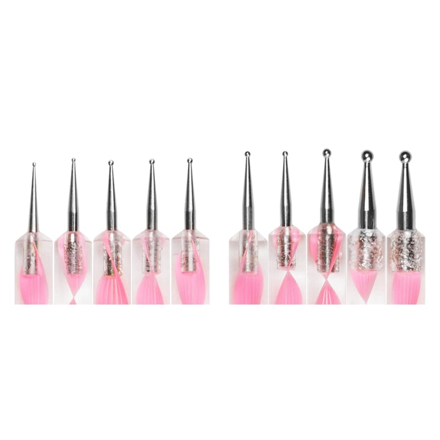 5-Piece Marbleizing Dotting Pen Brush Set for Nail Art, DIY Crafts & Painting - Dual-Ended Dotting Tools for Professional & Home Use