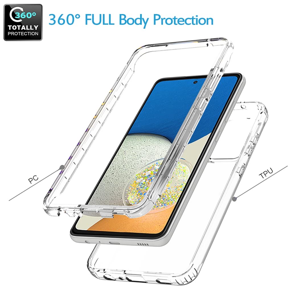 Premium Clear Phone Case for Samsung Galaxy A73 5G - Shockproof Hard PC Shell with Soft TPU Bumper & Tempered Glass Screen Protector | Slim Protective Cover for Everyday Use, Work, and Travel