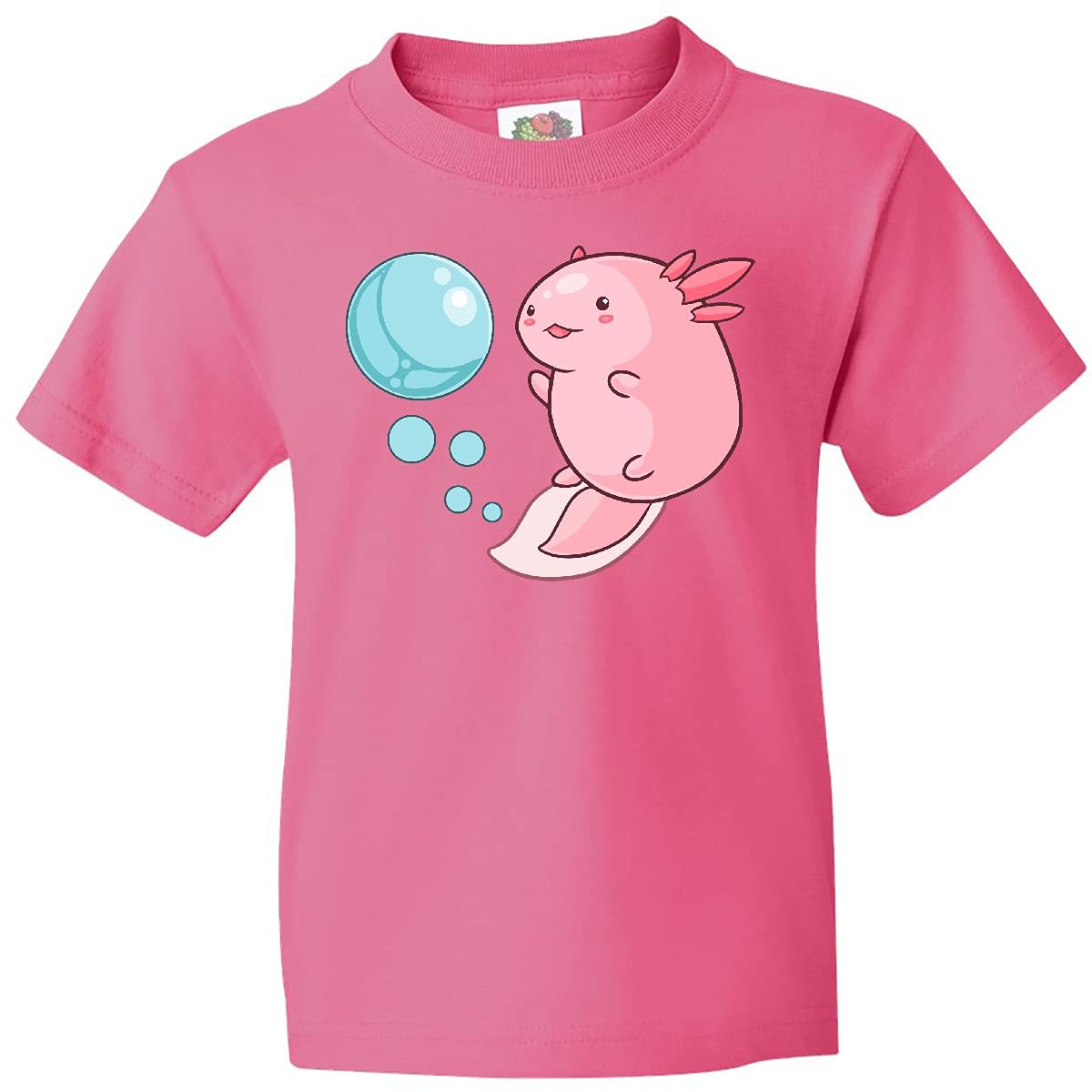 Cute Axolotl and Bubbles Heart Print Youth T-Shirt | Soft Cotton Kids Tee | Perfect for School, Birthdays & Casual Wear