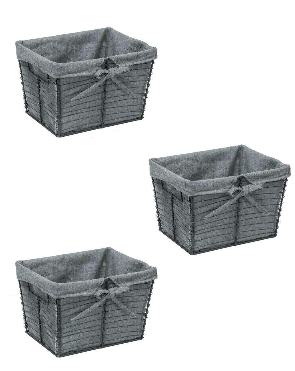 WDYB 3-Piece Grey Wicker Storage Baskets - Decorative Shelf Organizer for Clothes, Linen & Home Decor | Closet, Bathroom & Living Room Organization Solutions
