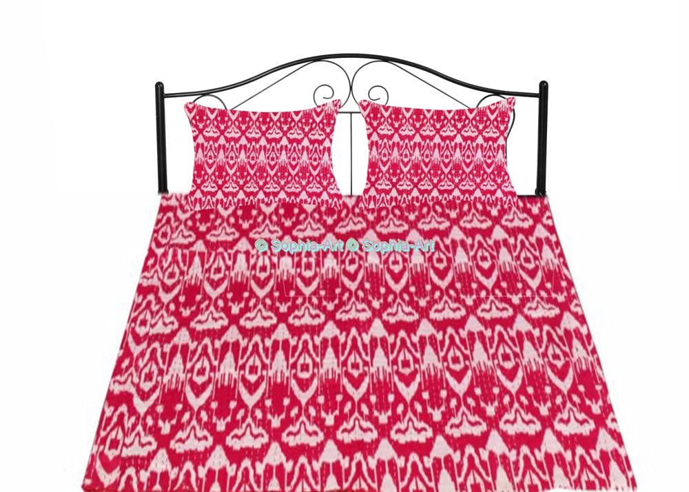Handmade Kantha Quilt - Reversible Indian Ikat Print Cotton Bedspread - Vintage Boho Bedding & Sofa Cover - California King 108