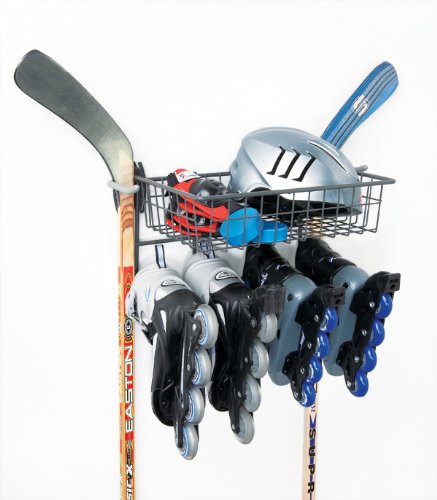 Skateboard Storage Rack with Basket - Wall Mounted Activity Organizer for Skateboards, Scooters & Sports Gear - Perfect for Garage, Bedroom & Playroom Organization