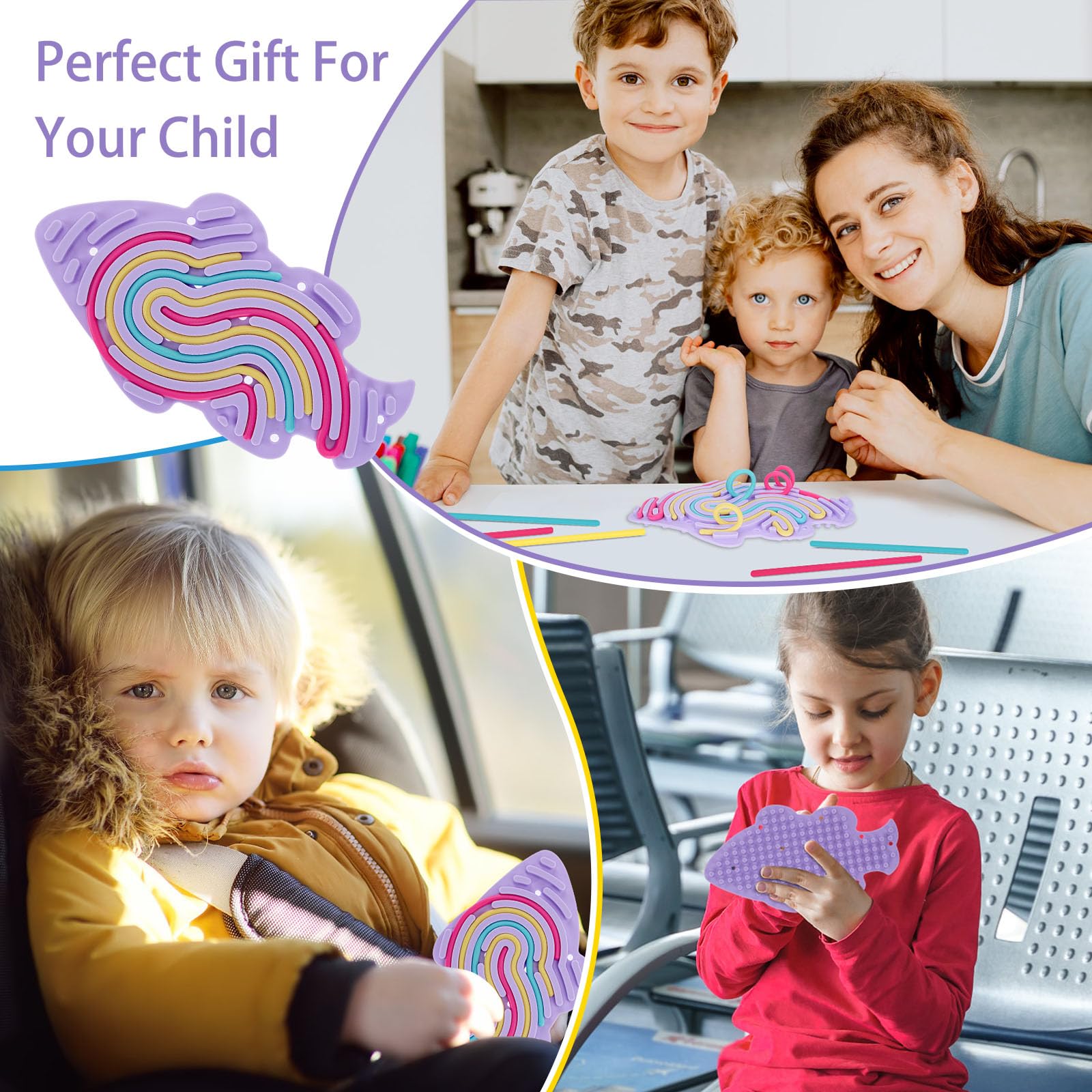 Double-Sided Silicone Sensory Activity Board for Kids - Fine Motor Skills Development Toy, Anxiety & Stress Relief, Portable Travel Busy Board (Fish Design) - Perfect for Home, Classroom & Travel Use