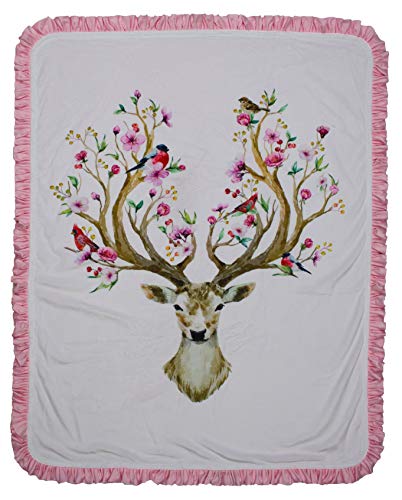 Floral Baby Blanket Deer Pink Ruffle