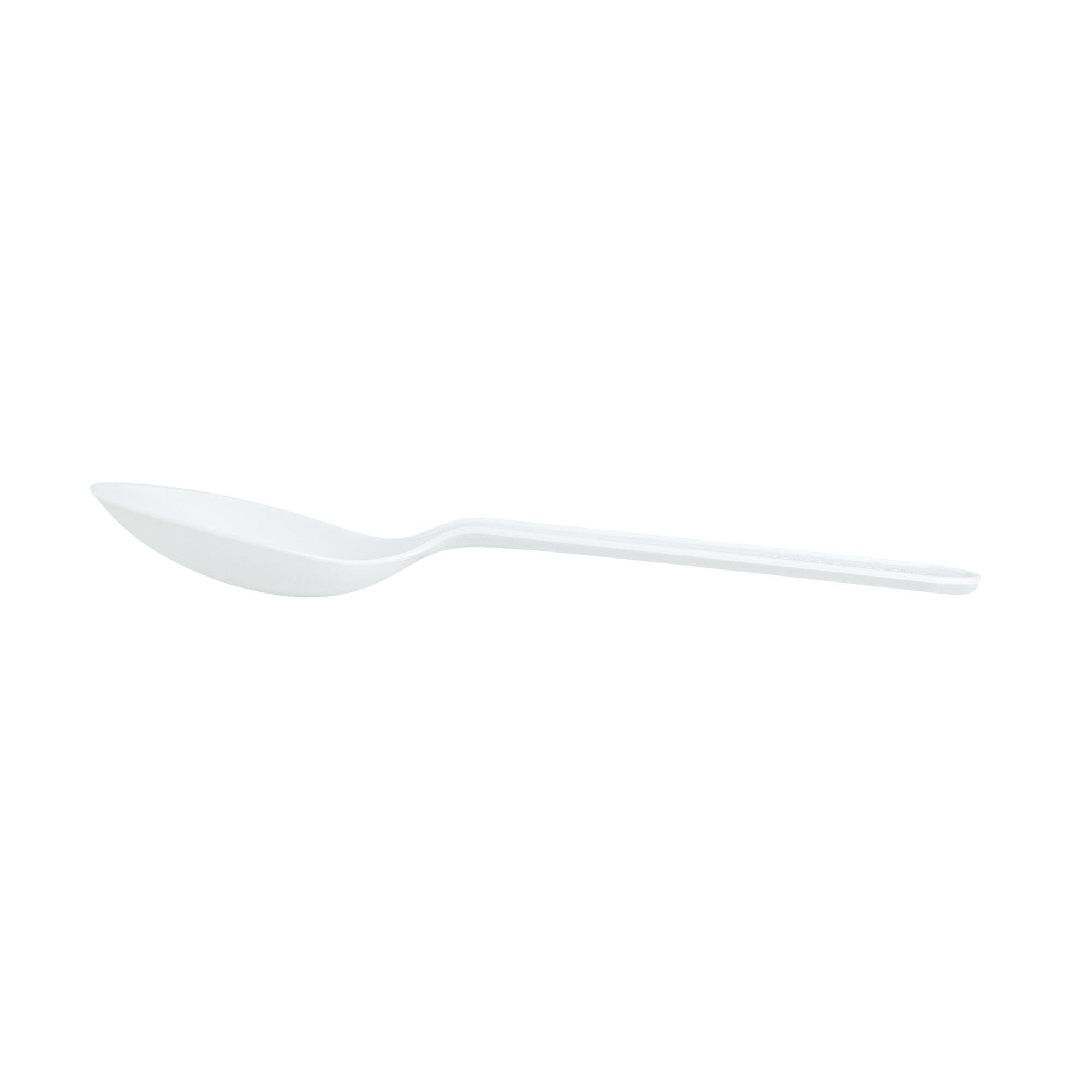 Eco-Friendly White CPLA Plastic Dessert Spoons - Heat Resistant, Compostable, 100-Pack (5
