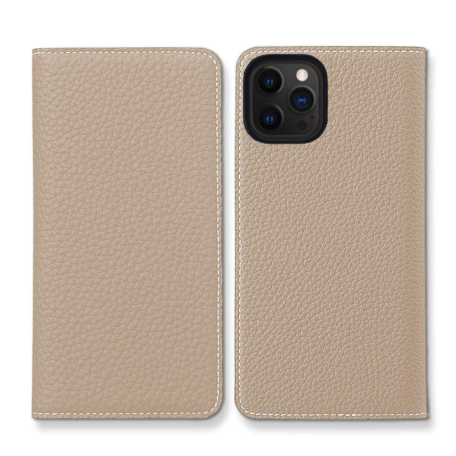 BONAVENTURA Diary Smartphone Case for iPhone 12/12 Pro - Slim Protective Cover with Greige Design | Perfect for Everyday Use, Work & Travel