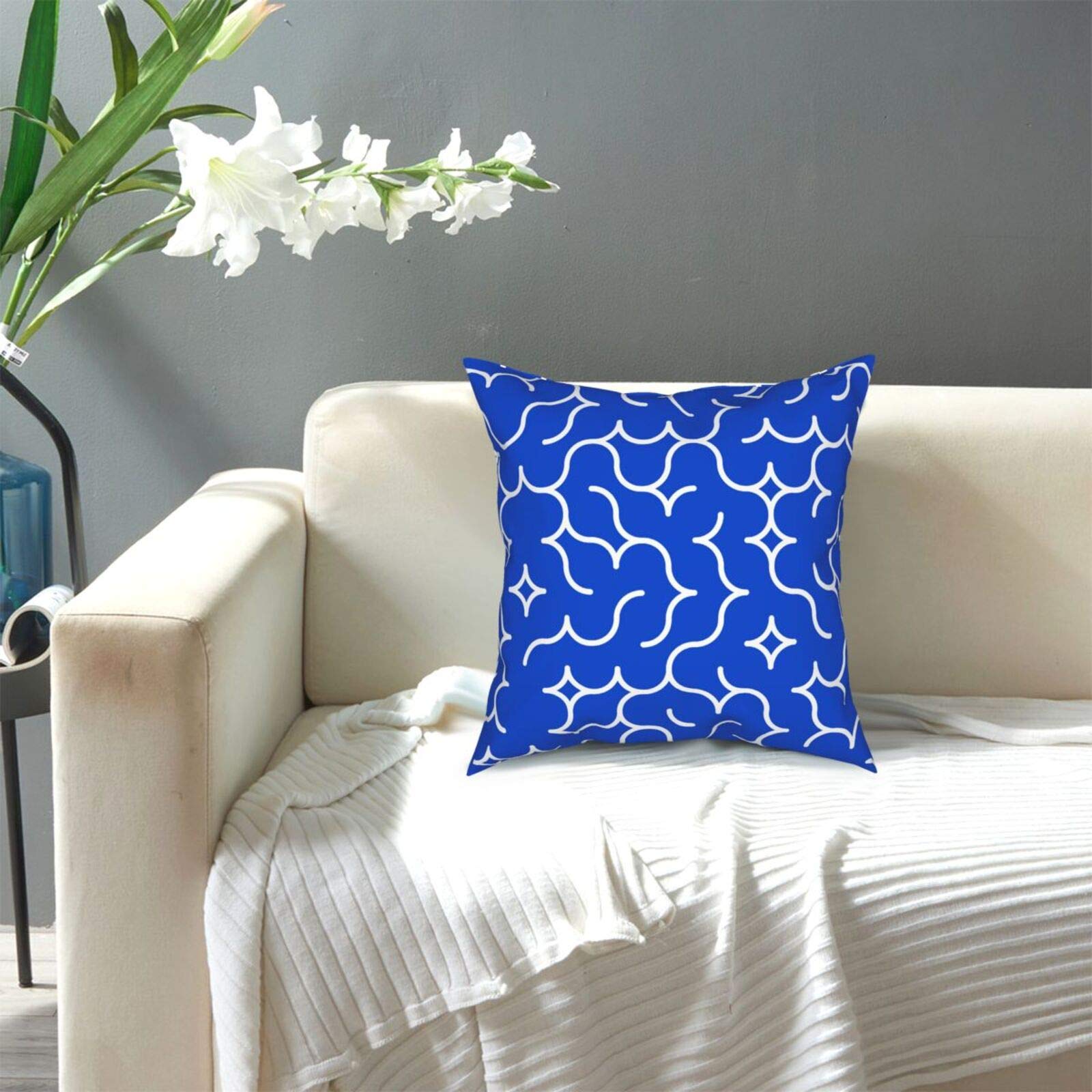 Blue and White Random Arc Pattern Pillow Covers 12x12 Inch - Modern Decorative Throw Pillow Cases for Sofa, Bed, Couch & Car - Perfect for Home Decor, Living Room, Outdoor & Indoor Use