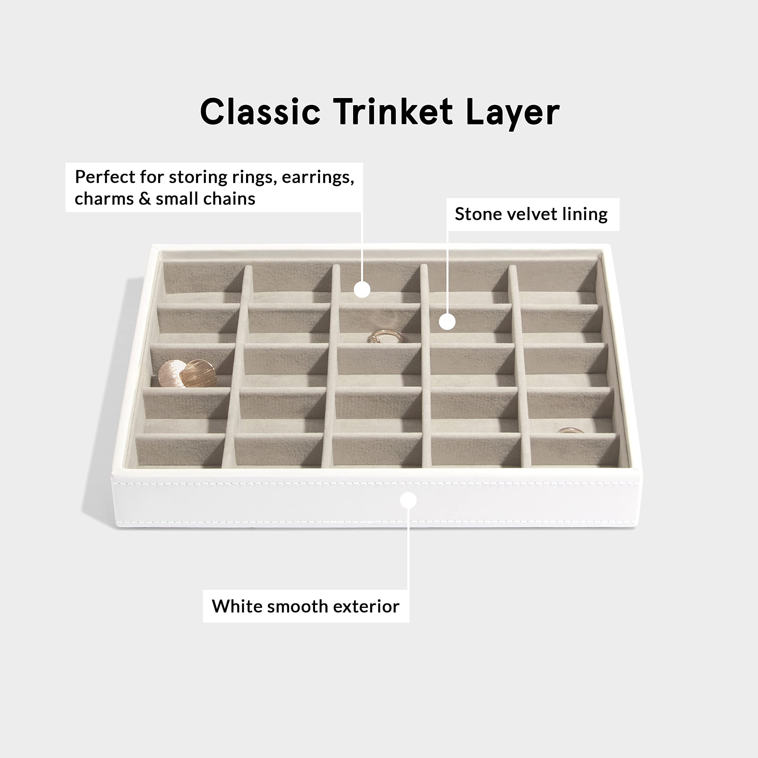Elegant White Classic Medium Jewelry Box Set of 3 - Perfect for Gift Giving, Travel & Home Organization
