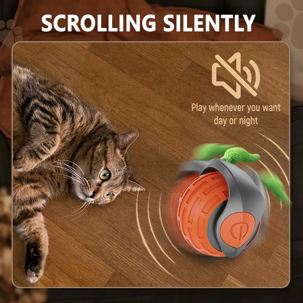 AIIONP 2025 New Speedy 3.0 Interactive Cat Toy Ball with Tail - 2 Speed Adjustable Automatic Moving Cat Toy for Indoor Cats - Blue (1 Pack) - Perfect for Playtime, Exercise & Boredom Relief for Your Feline Friend
