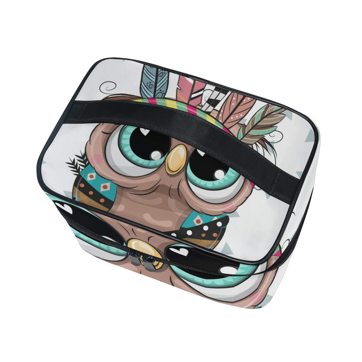 Cute Tribal Owl Makeup Bag - Large Capacity Cosmetic Organizer for Women Travel