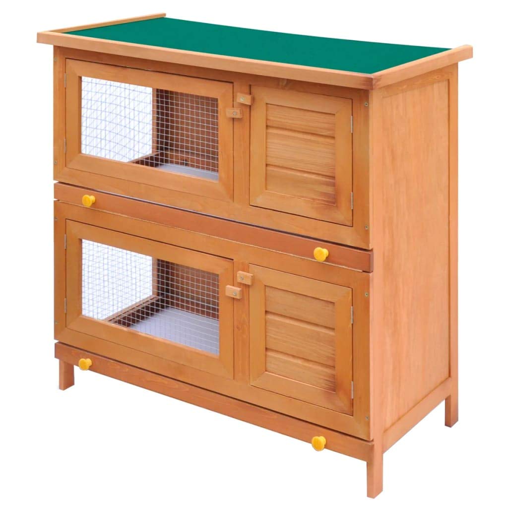 **FAMIROSA Wooden Rabbit Hutch - Outdoor & Indoor Waterproof Bunny Cage for Small to Medium Pets, Chicken Coop Nesting Box with 4 Doors - Perfect for Backyard, Garden, or Patio Use**
