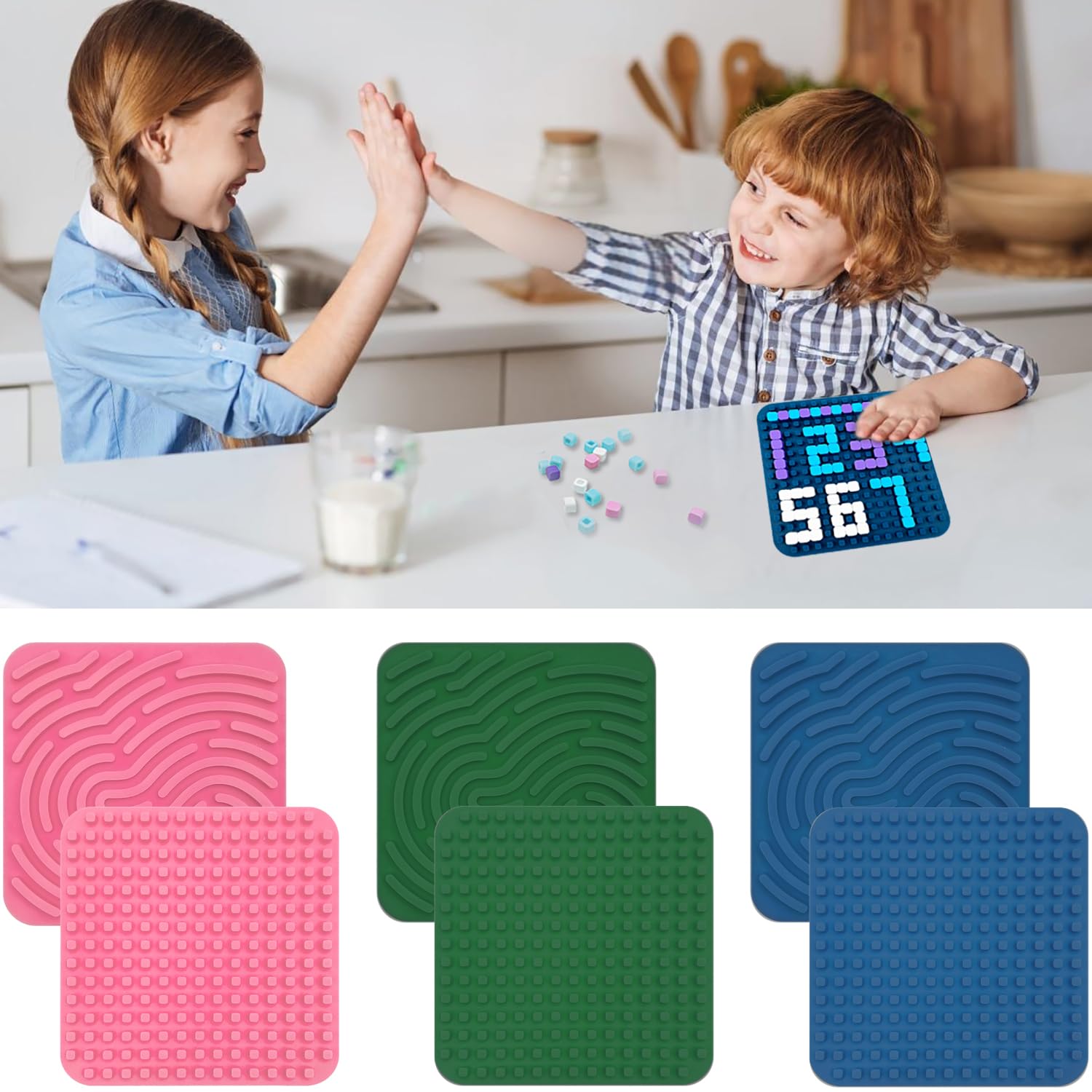 Sensory Fidget Board for Kids & Adults - Double-Sided Silicone Quiet Stress Relief Toy for ADHD, Autism, Anxiety & Focus - Calming Sensory Activity Board for Classroom, Office & Home Use (Green)