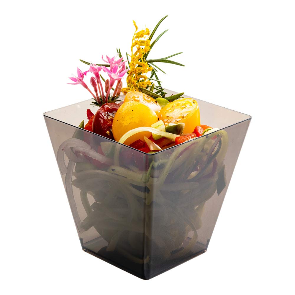 8 oz Disposable Plastic Dessert Cups - 100 Pack Smoked Gray Sturdy Appetizer Tumblers for Mousse, Layered Cakes & Catering Events | Lids Sold Separately | Perfect for Parties, Weddings & Restaurants