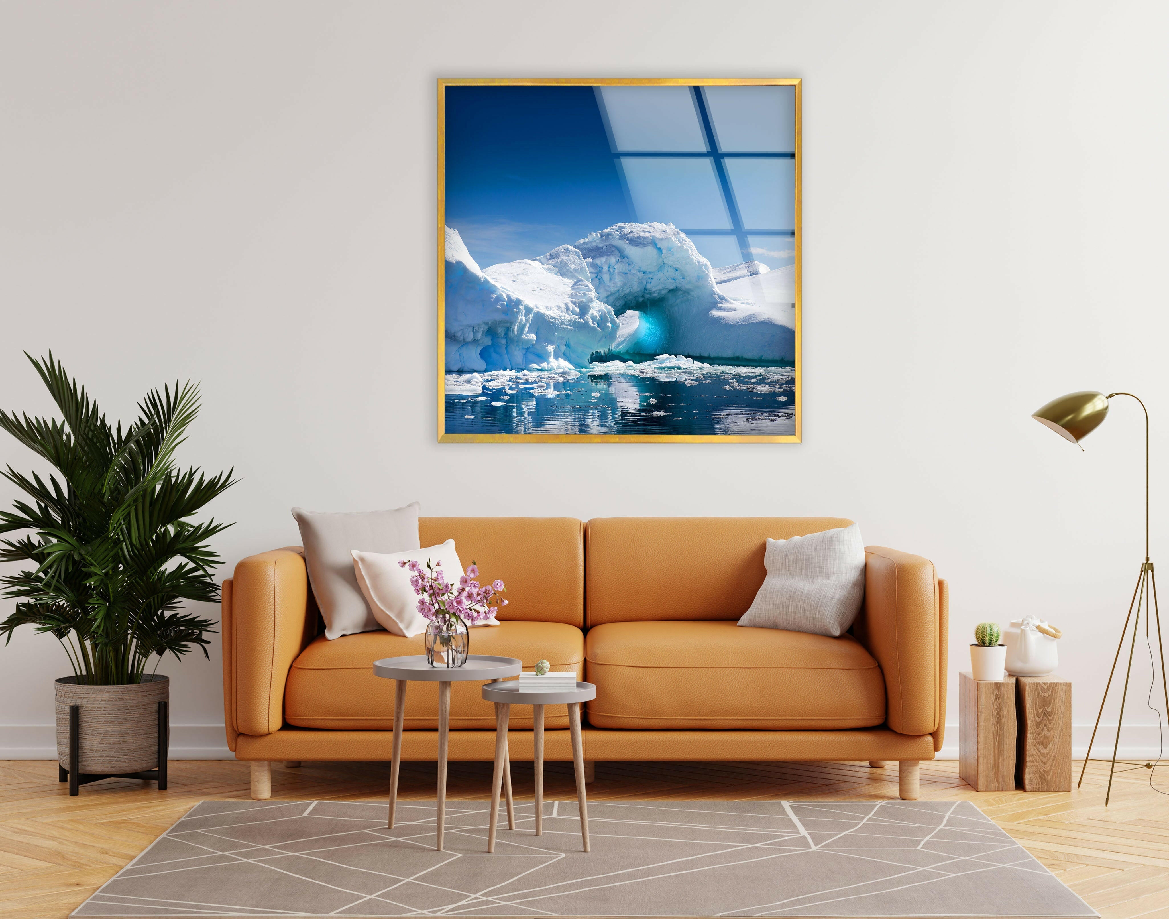Arctic Iceberg Serenity - Stunning Landscape Glass Wall Art Print for Living Room, Office & Home Decor | Modern Framed Picture for Wall Display
