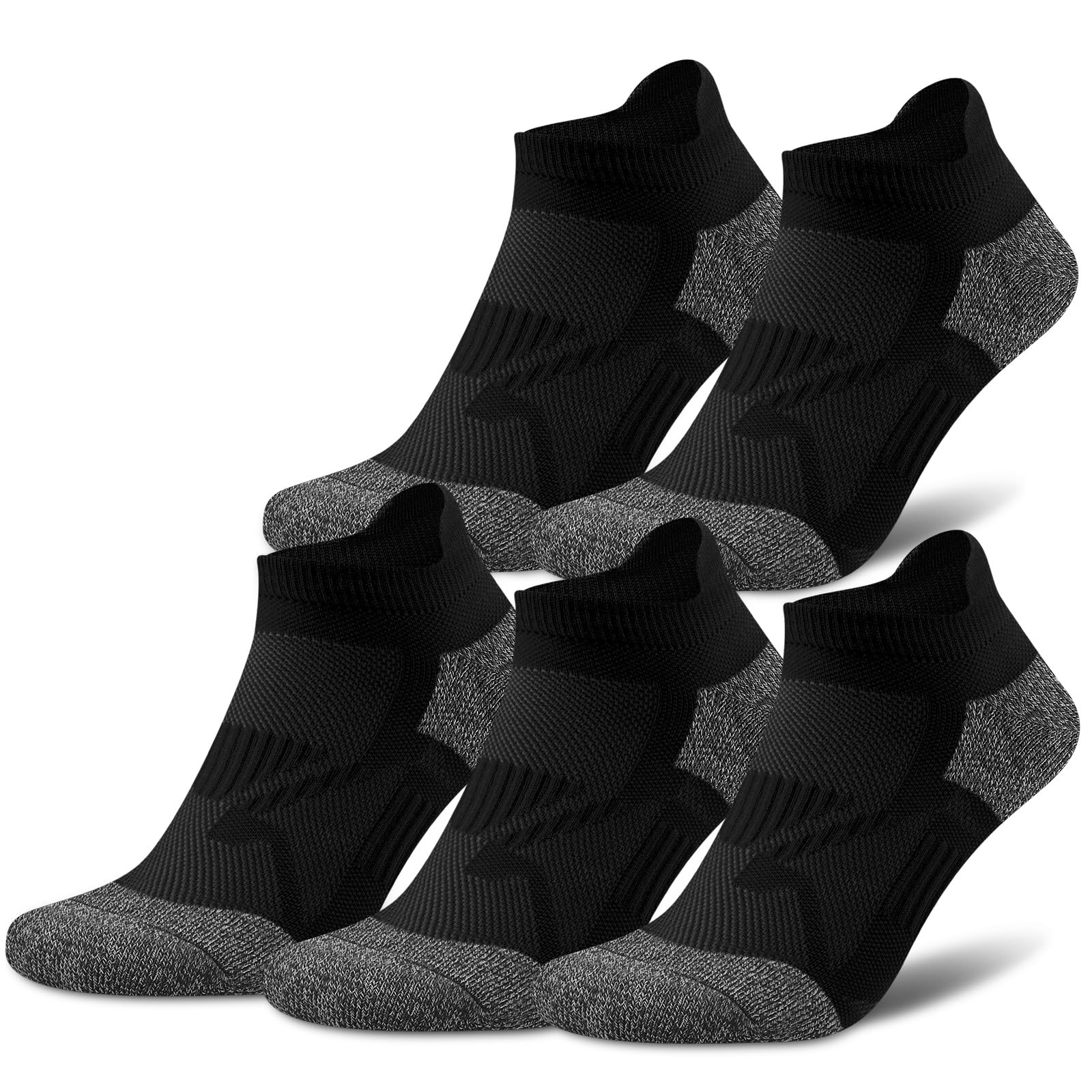 Gonii Compression Athletic Socks for Men & Women - Cushioned Anti-Blister Running Socks with Arch Support - Comfort Fit Ankle Socks (5-6 Pairs) - Perfect for Running, Hiking, Workout & Sports Activities