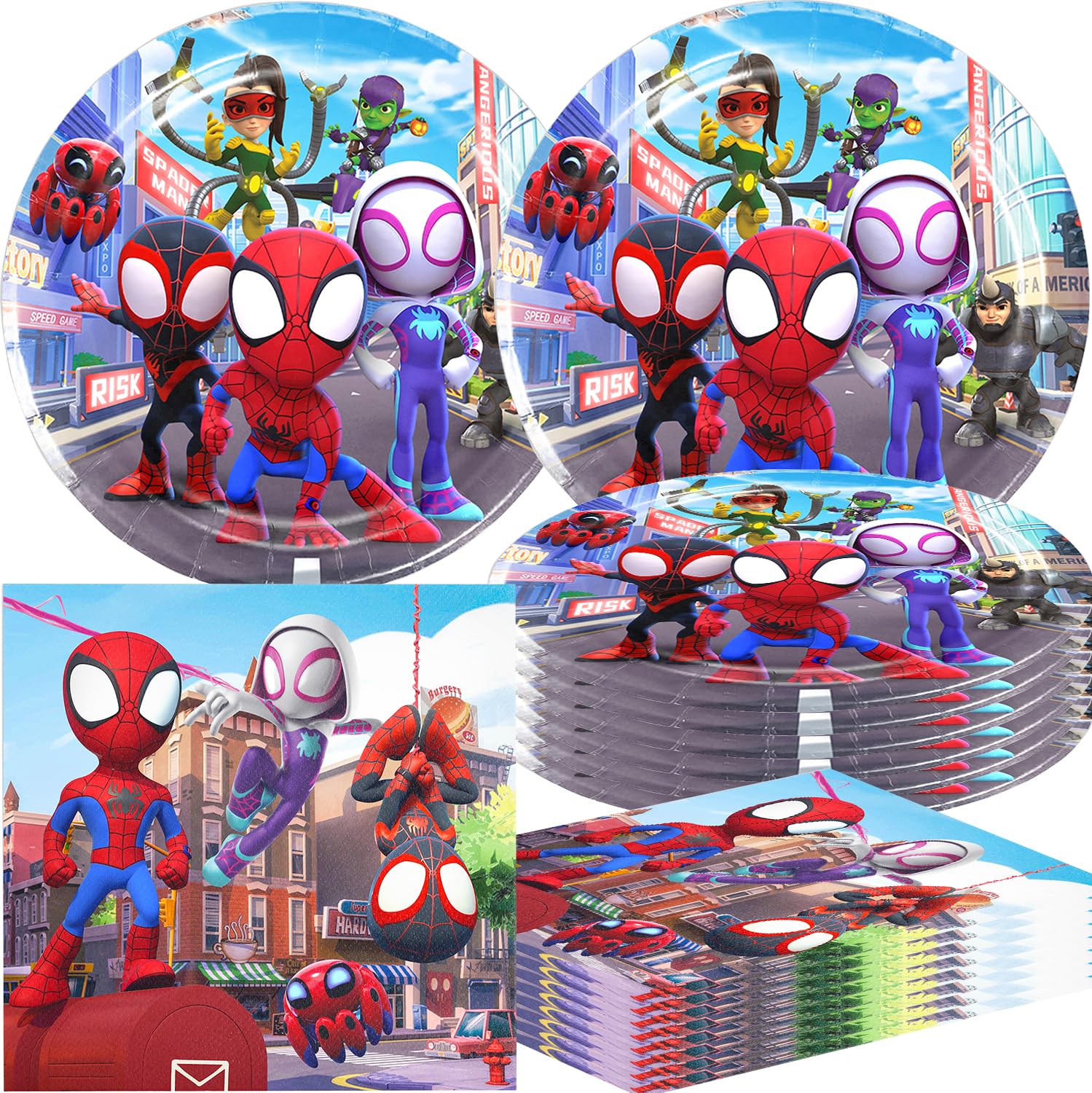 40pcs Spidey and His Amazing Friends Party Supplies Kit - 20 Plates & 20 Napkins for Kids Birthday Party Decorations | Perfect for Spiderman Themed Birthday Celebrations, Baby Showers, and Superhero Parties