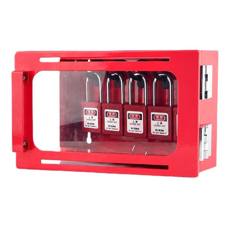 Industrial Safety Lockout Tagout (LOTO) Group Lock Box - Wall Mount Steel Case with Acrylic Window for Visual Inspection - OSHA Compliant for Workplace Safety - Perfect for Factories, Warehouses & Construction Sites