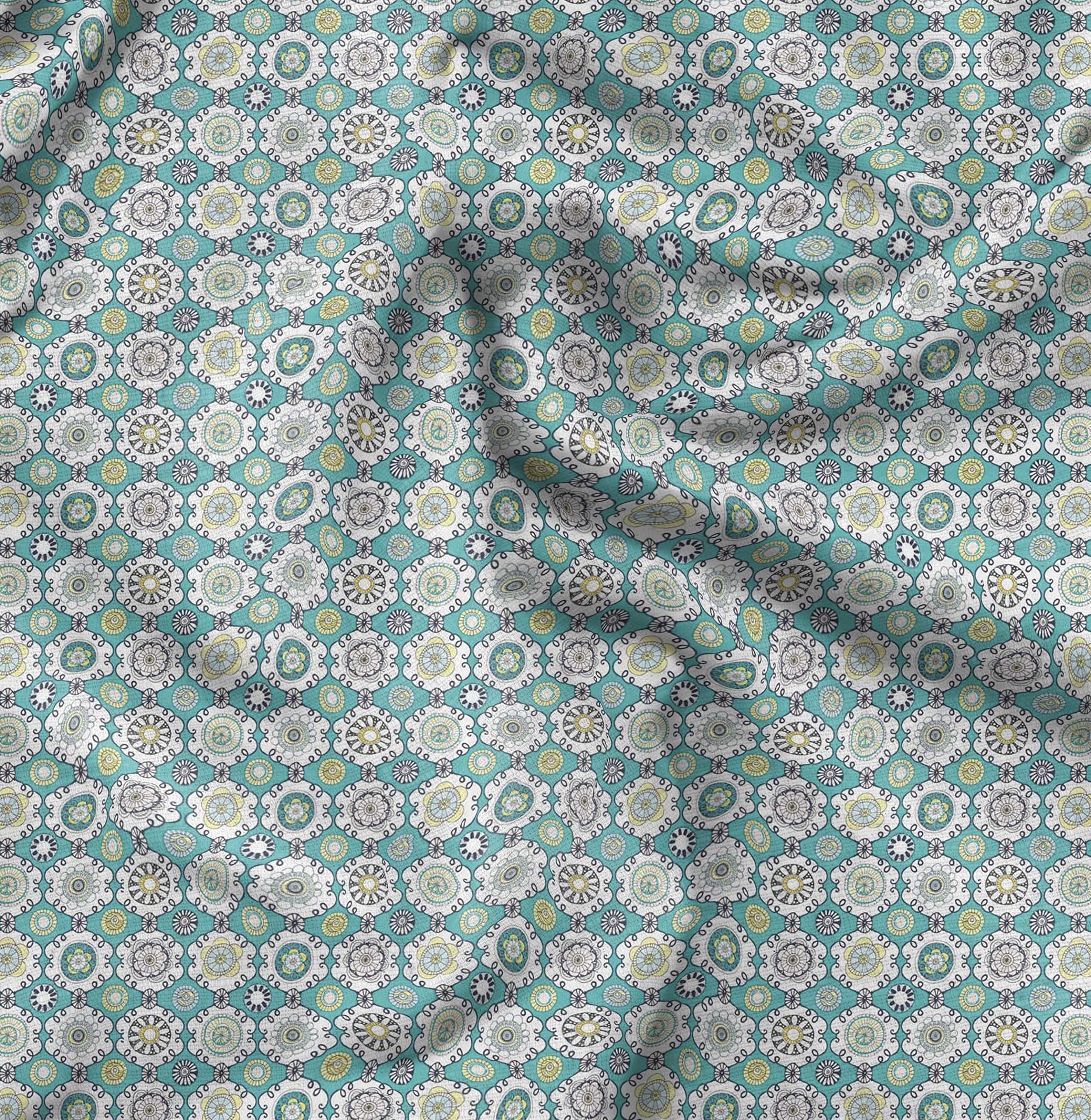 Soimoi Moss Green Georgette Fabric by The Yard - 42 Inch Wide Floral Damask Printed Textile for Dresses, Scarves & DIY Crafts - Elegant Lightweight Material for Sewing, Apparel & Home Decor Projects