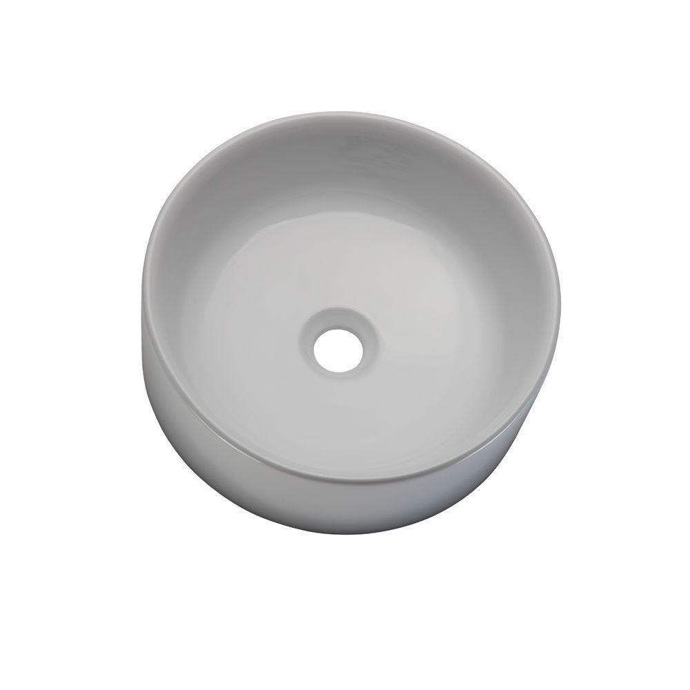 Decolav 1458 CWH Classic Round Above Counter Bathroom Sink - White Porcelain Vessel Lavatory for Modern Vanities | Perfect for Home, Hotel & Commercial Use