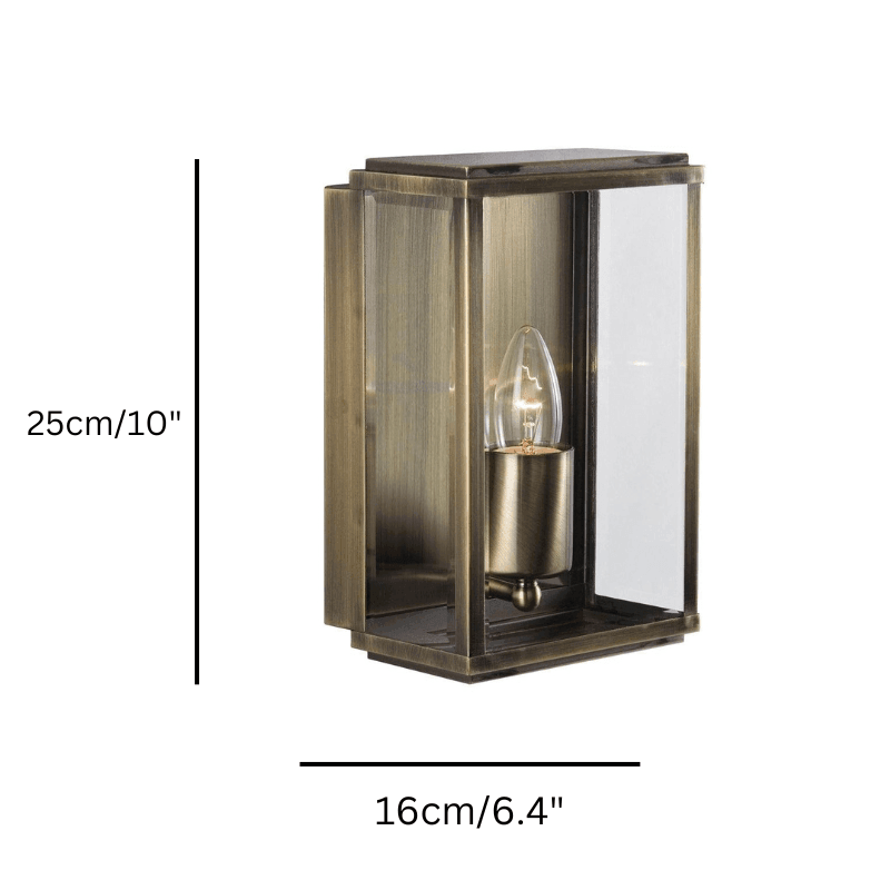 Vintage Brass Outdoor Wall Lantern - Single Light Porch Sconce for Patio, Garden & Entryway Lighting | Weather-Resistant & Elegant Design